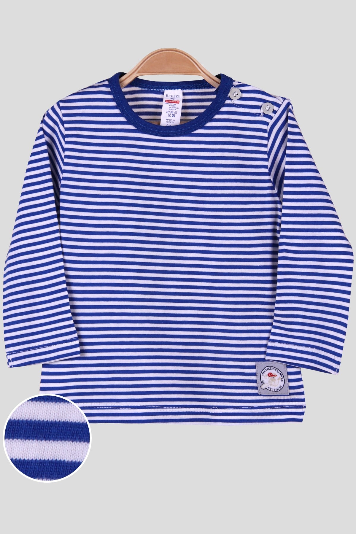 Breeze Erkek Bebek Uzun Kollu Tişört Patlı Çizgili Mavi (9 Ay-3 Yaş)