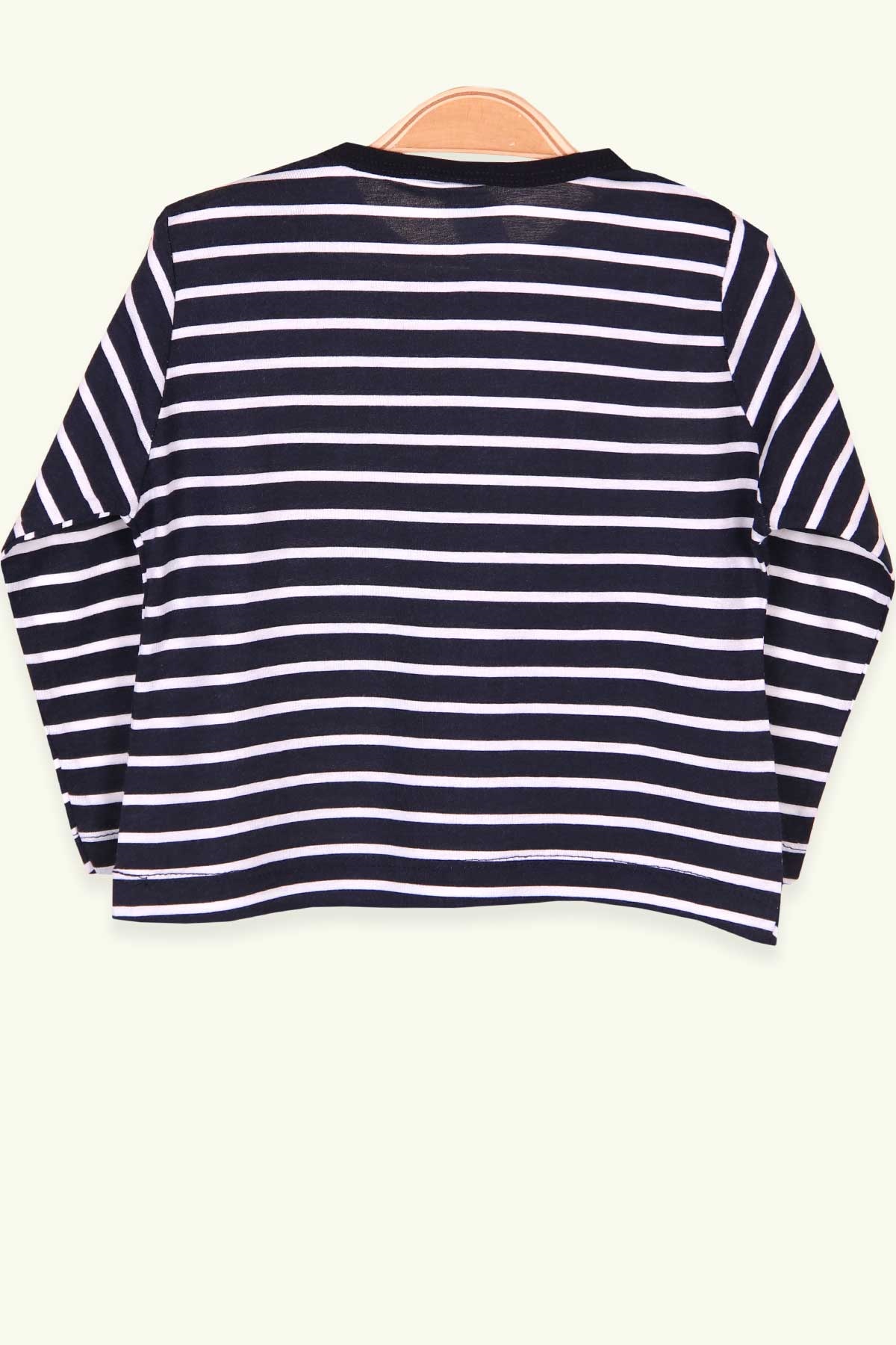 Breeze Erkek Bebek Uzun Kollu Tişört Patlı Çizgili Lacivert (9 Ay-3 Yaş)