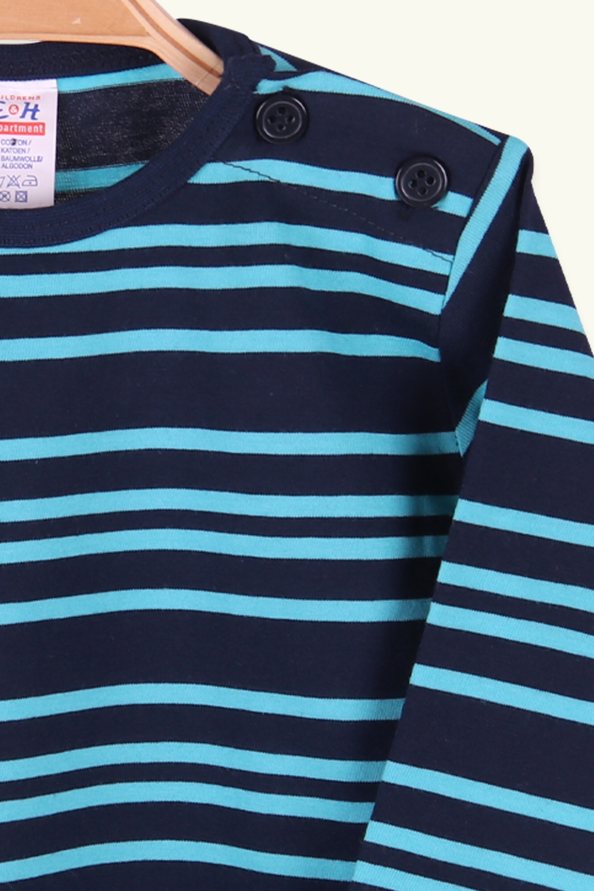 Breeze Erkek Bebek Uzun Kollu Tişört Patlı Çizgili Lacivert (9 Ay-3 Yaş)