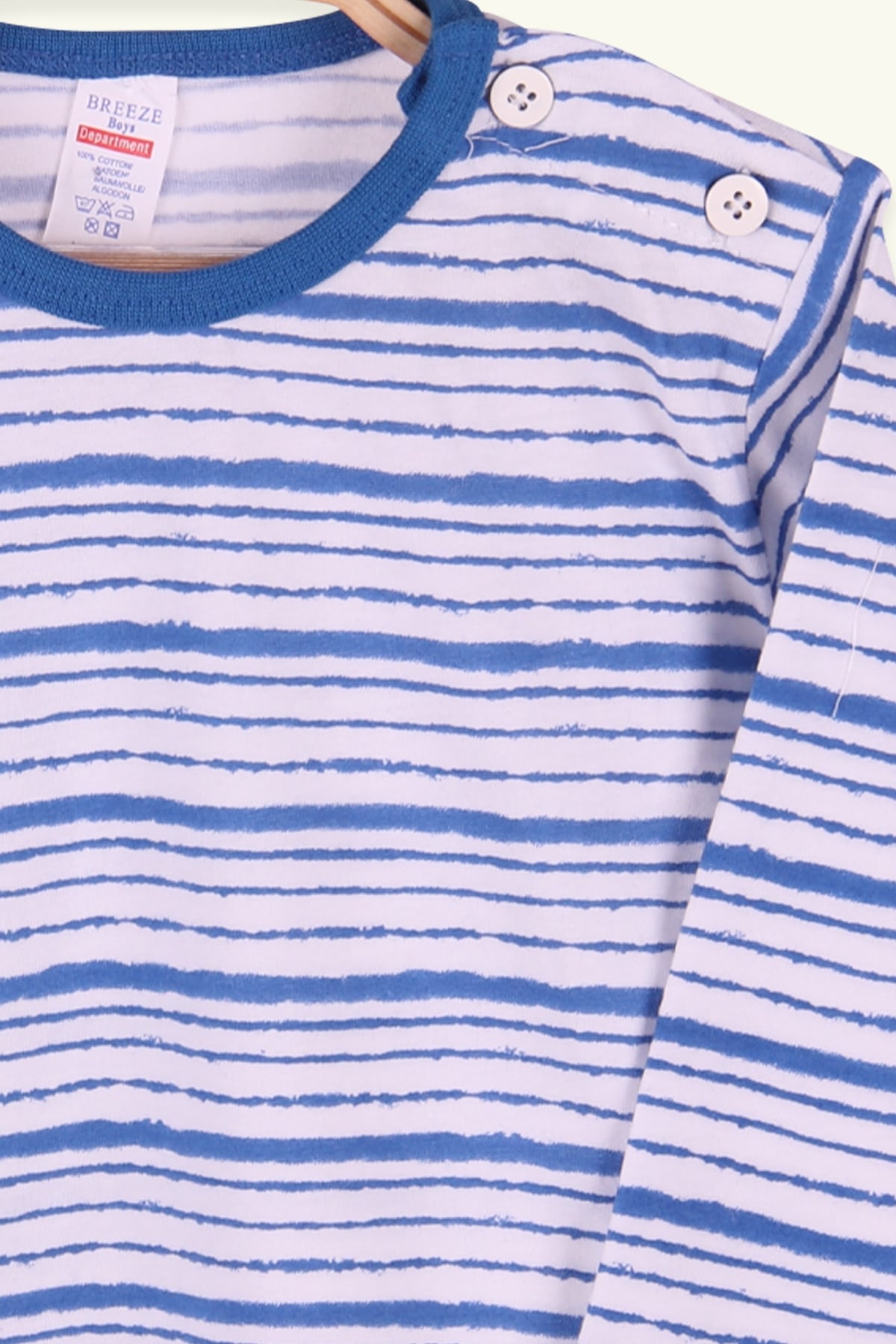 Breeze Erkek Bebek Uzun Kollu Tişört Patlı Çizgili Mavi (9 Ay-3 Yaş)
