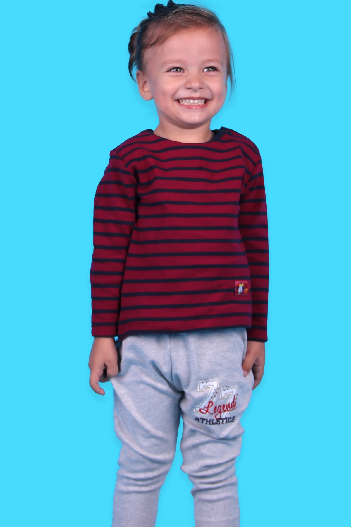 Breeze Erkek Bebek Uzun Kollu Tişört Patlı Çizgili Bordo (9 Ay-3 Yaş)