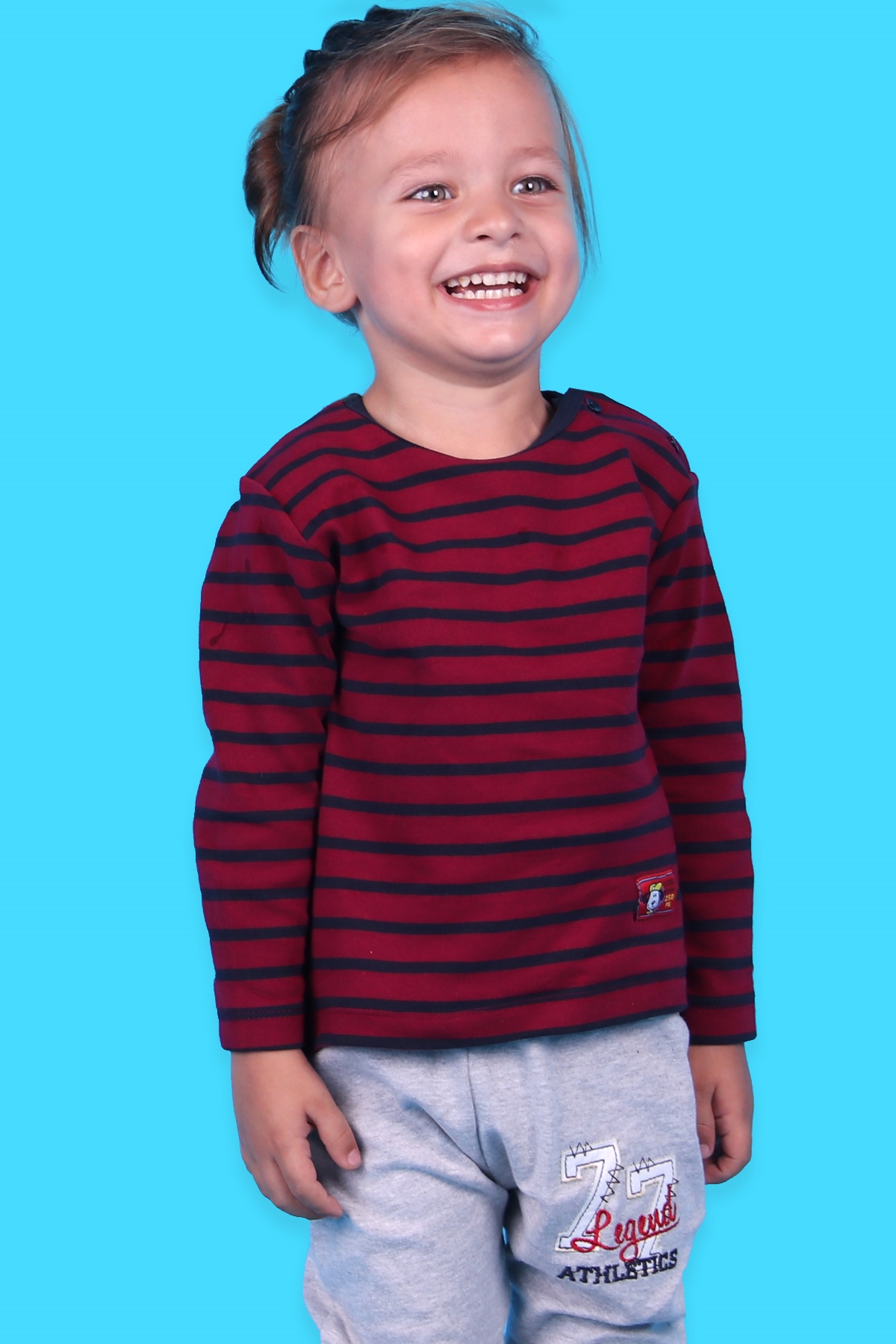 Breeze Erkek Bebek Uzun Kollu Tişört Patlı Çizgili Bordo (9 Ay-3 Yaş)