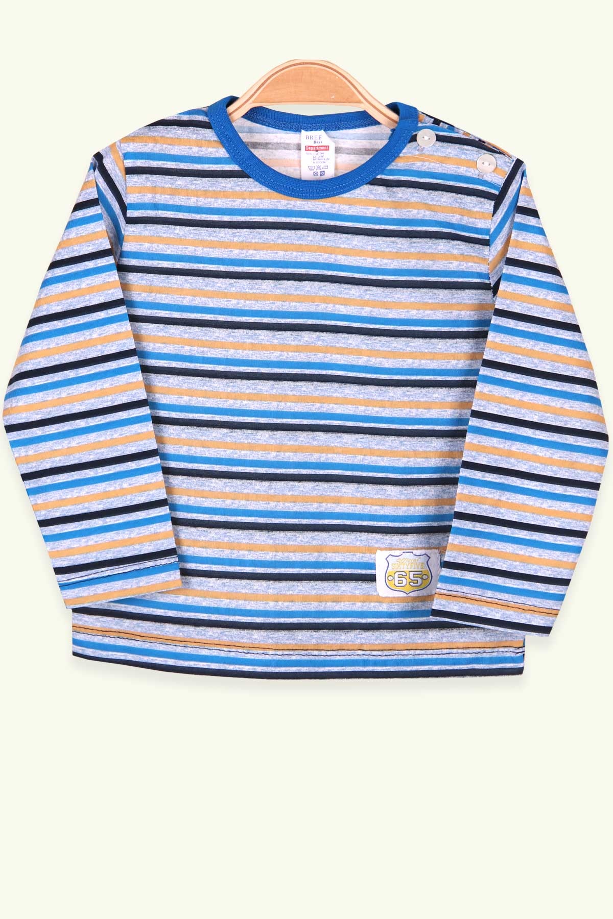 Breeze Erkek Bebek Uzun Kollu Tişört Patlı Çizgili Mavi (9 Ay-3 Yaş)