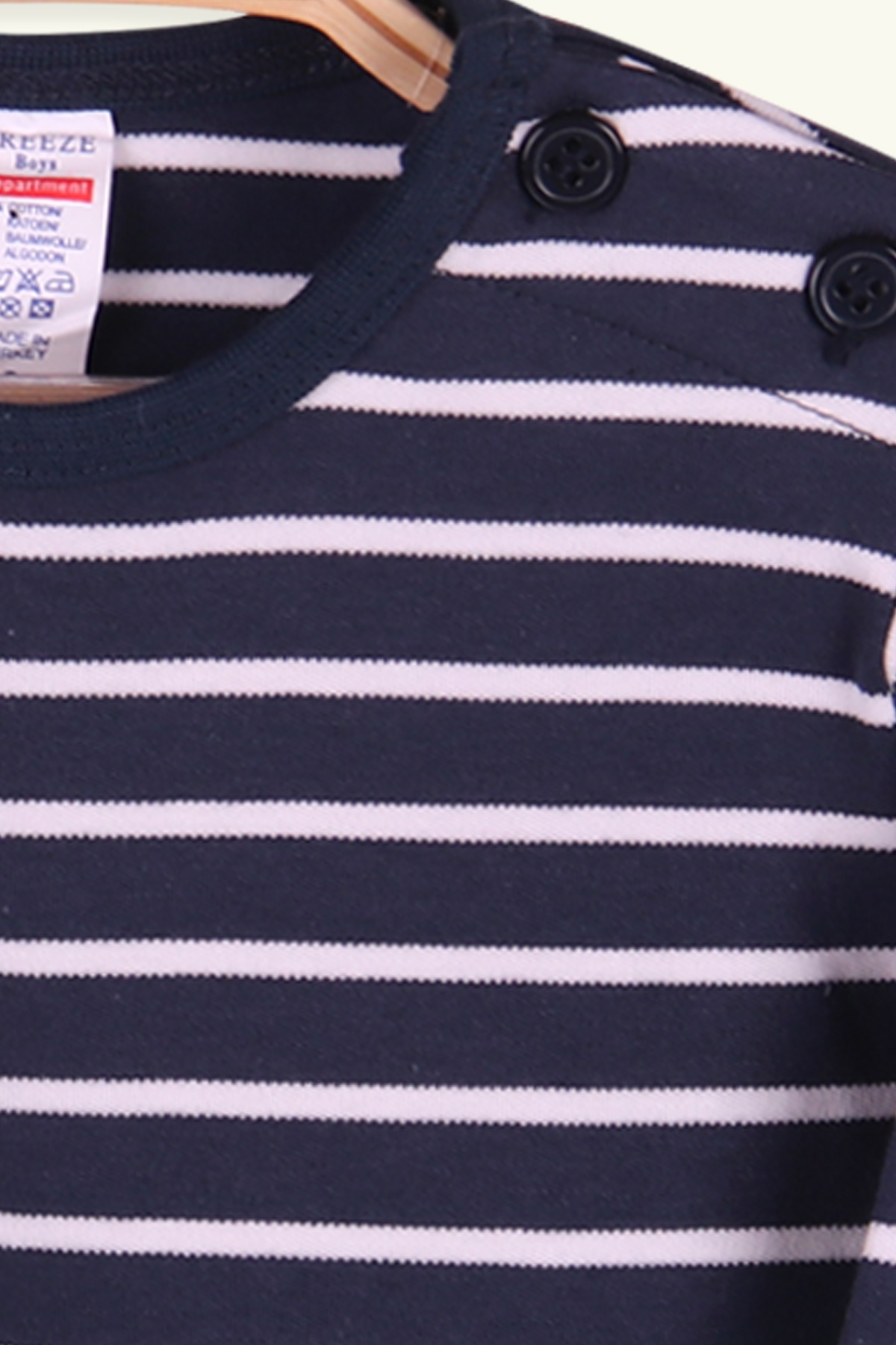 Breeze Erkek Bebek Uzun Kollu Tişört Patlı Çizgili İndigo (9 Ay-3 Yaş)
