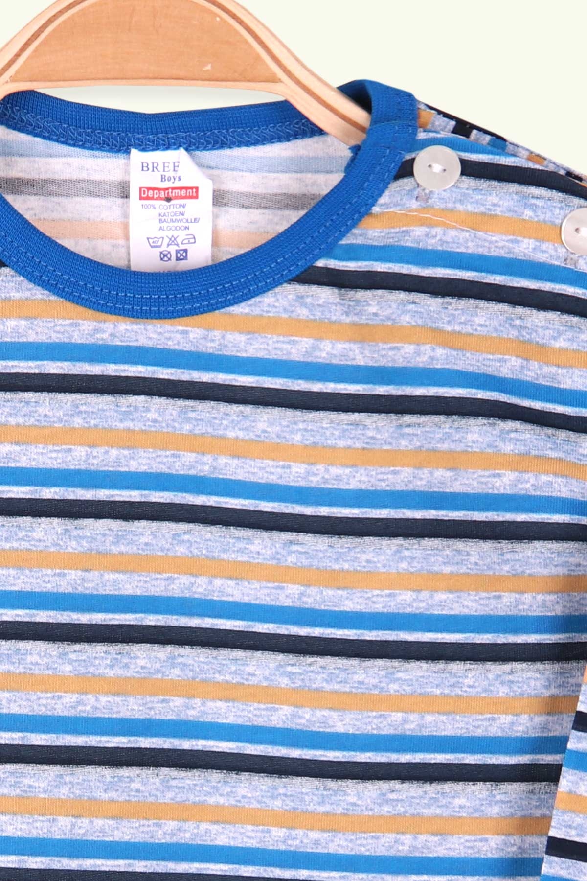 Breeze Erkek Bebek Uzun Kollu Tişört Patlı Çizgili Mavi (9 Ay-3 Yaş)