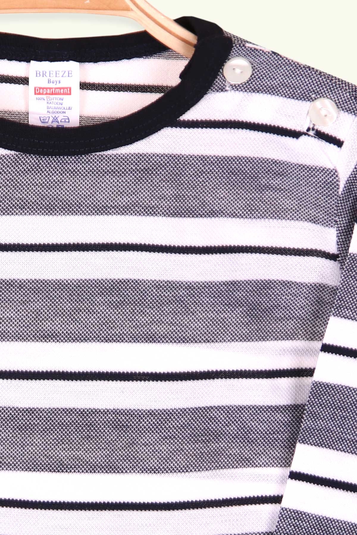 Breeze Erkek Bebek Uzun Kollu Tişört Patlı Çizgili Gri (9 Ay-3 Yaş)