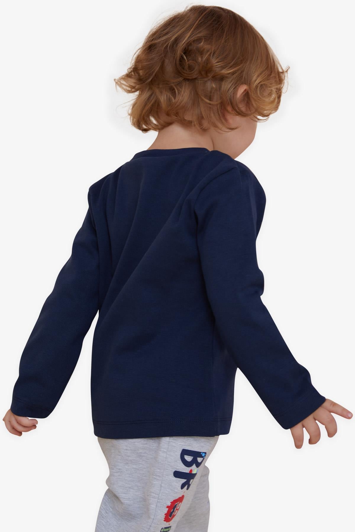 Breeze Erkek Bebek Uzun Kollu Tişört Yazı Baskılı Lacivert (1-4 Yaş)