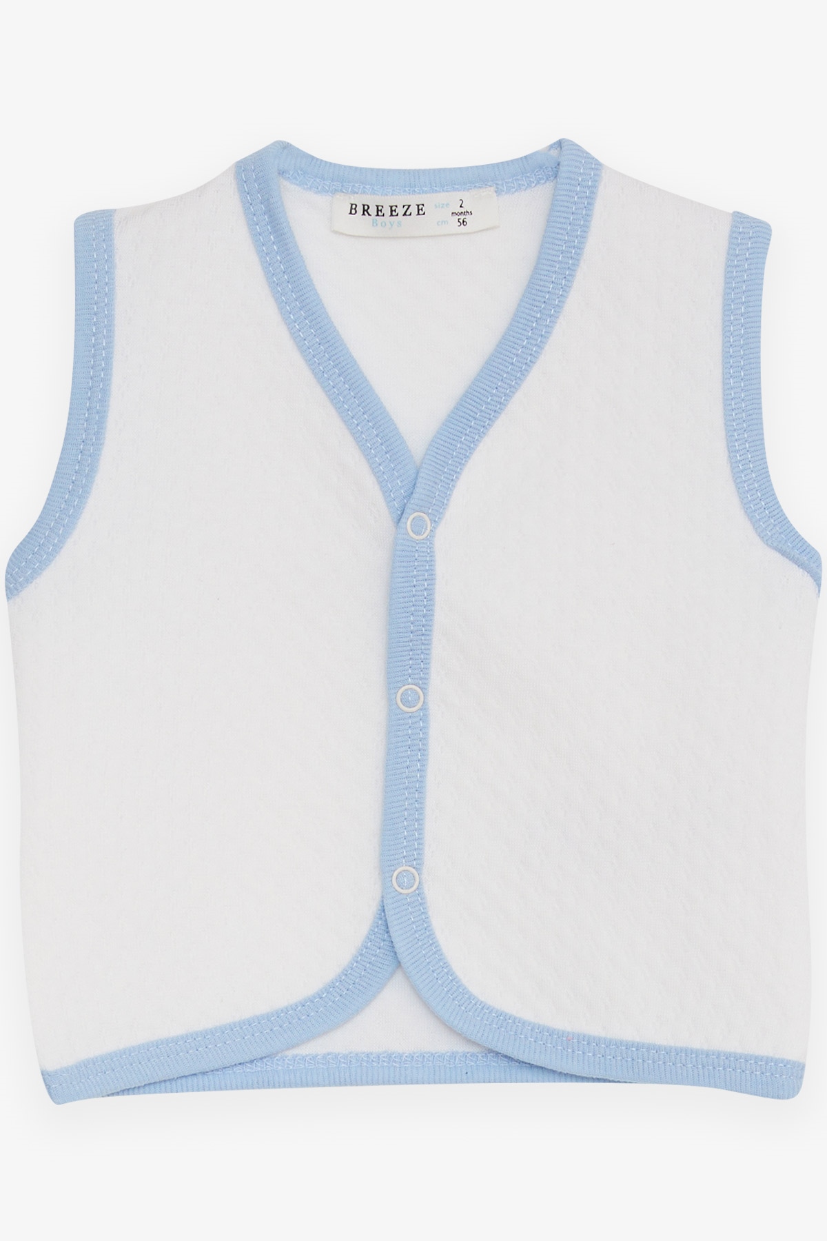 Breeze Erkek Bebek Yelek Çıtçıtlı Beyaz (0-3 Ay-9 Ay)
