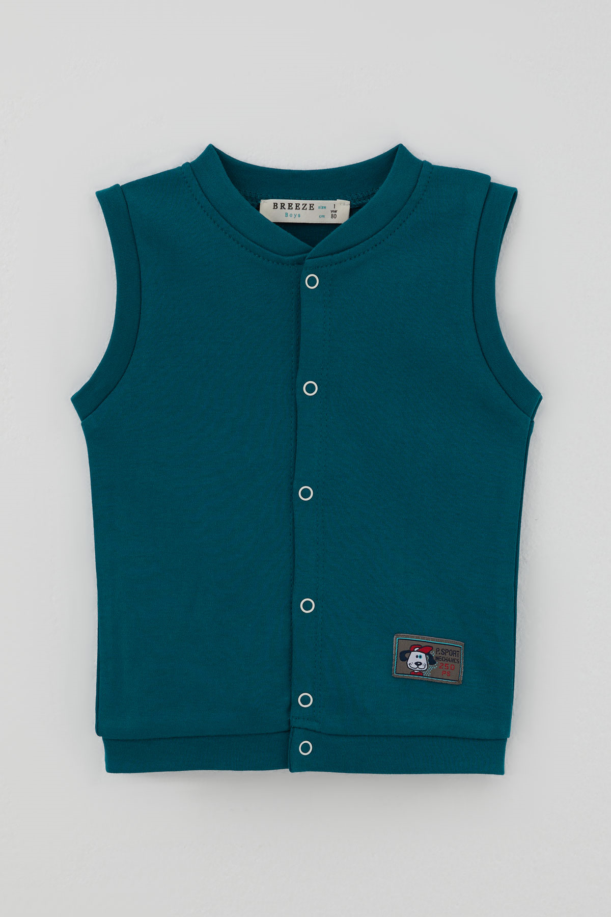 Breeze Erkek Bebek Yelek Çıtçıtlı Sevimli Köpekçik Armalı Petrol Mavisi (4 Ay - 1 Yaş)
