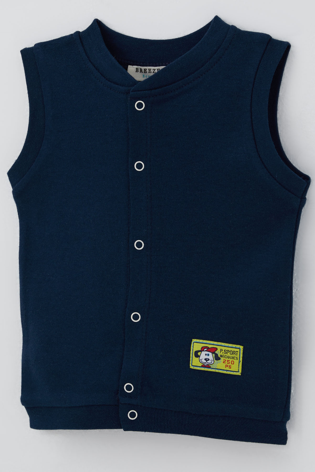 Breeze Erkek Bebek Yelek Çıtçıtlı Sevimli Köpekçik Armalı Lacivert (4 Ay - 1 Yaş)