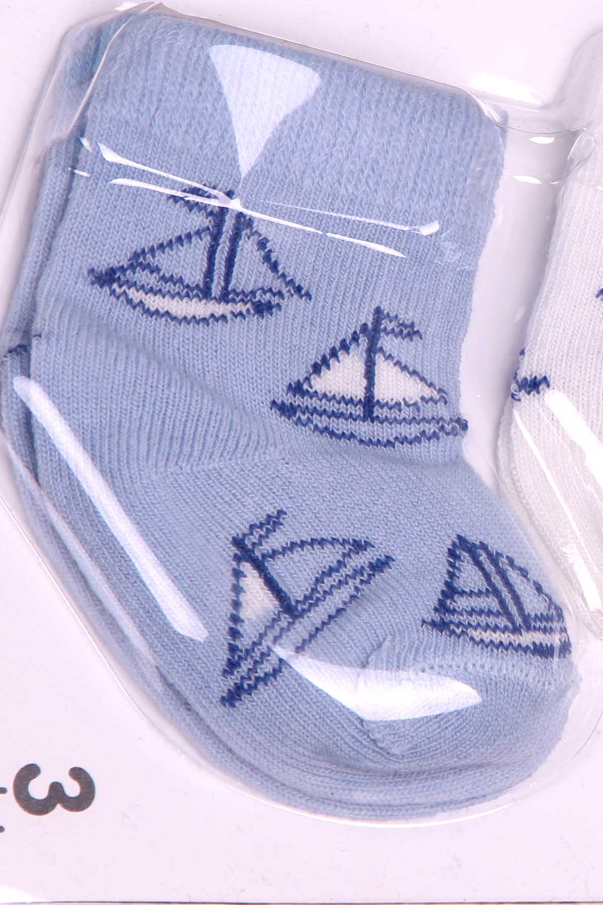 Breeze Erkek Bebek Yenidoğan Çorap 3 lü Desenli Karışık Renk