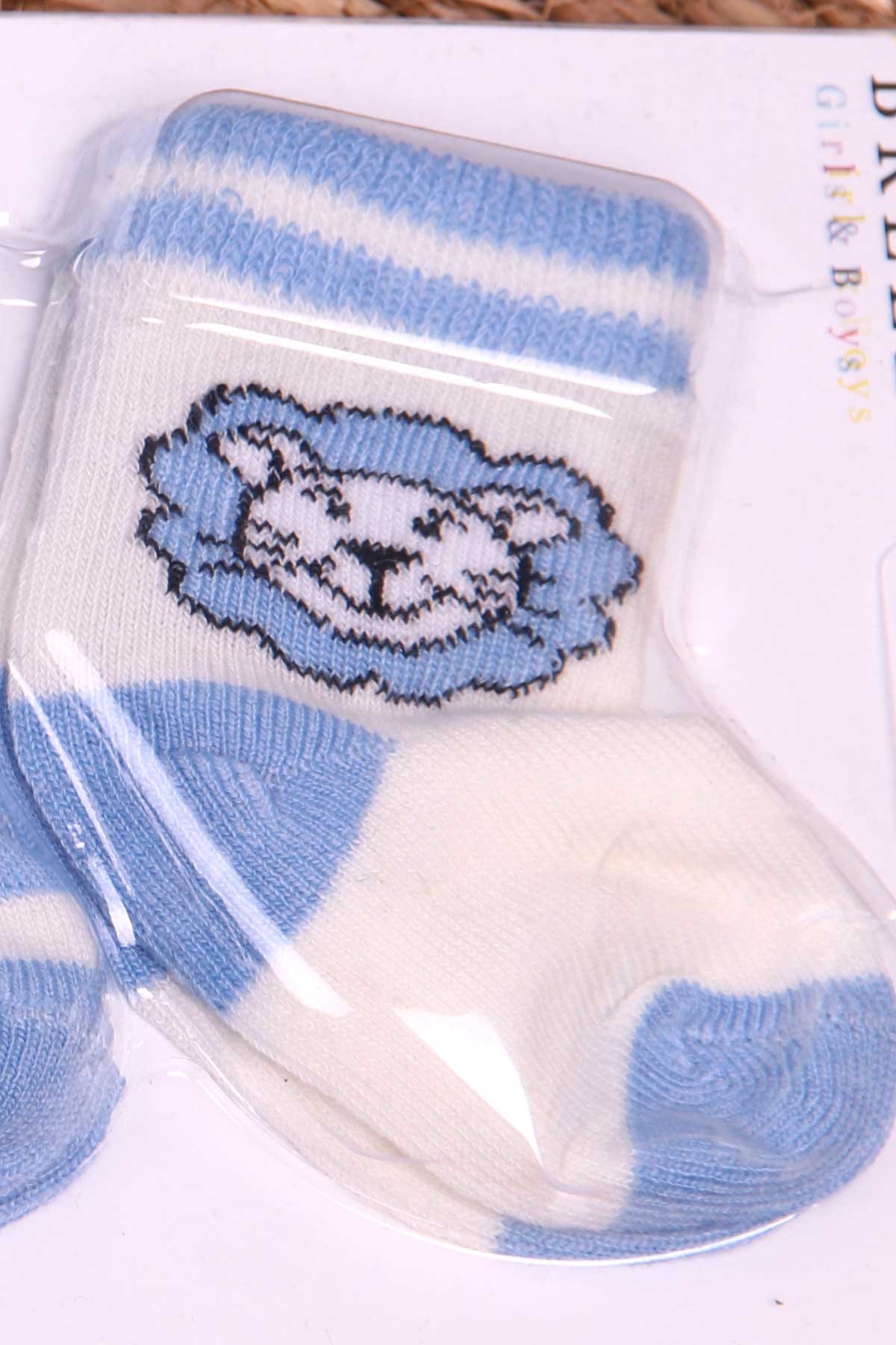 Breeze Erkek Bebek Yenidoğan Çorap 3 lü Desenli Karışık Renk
