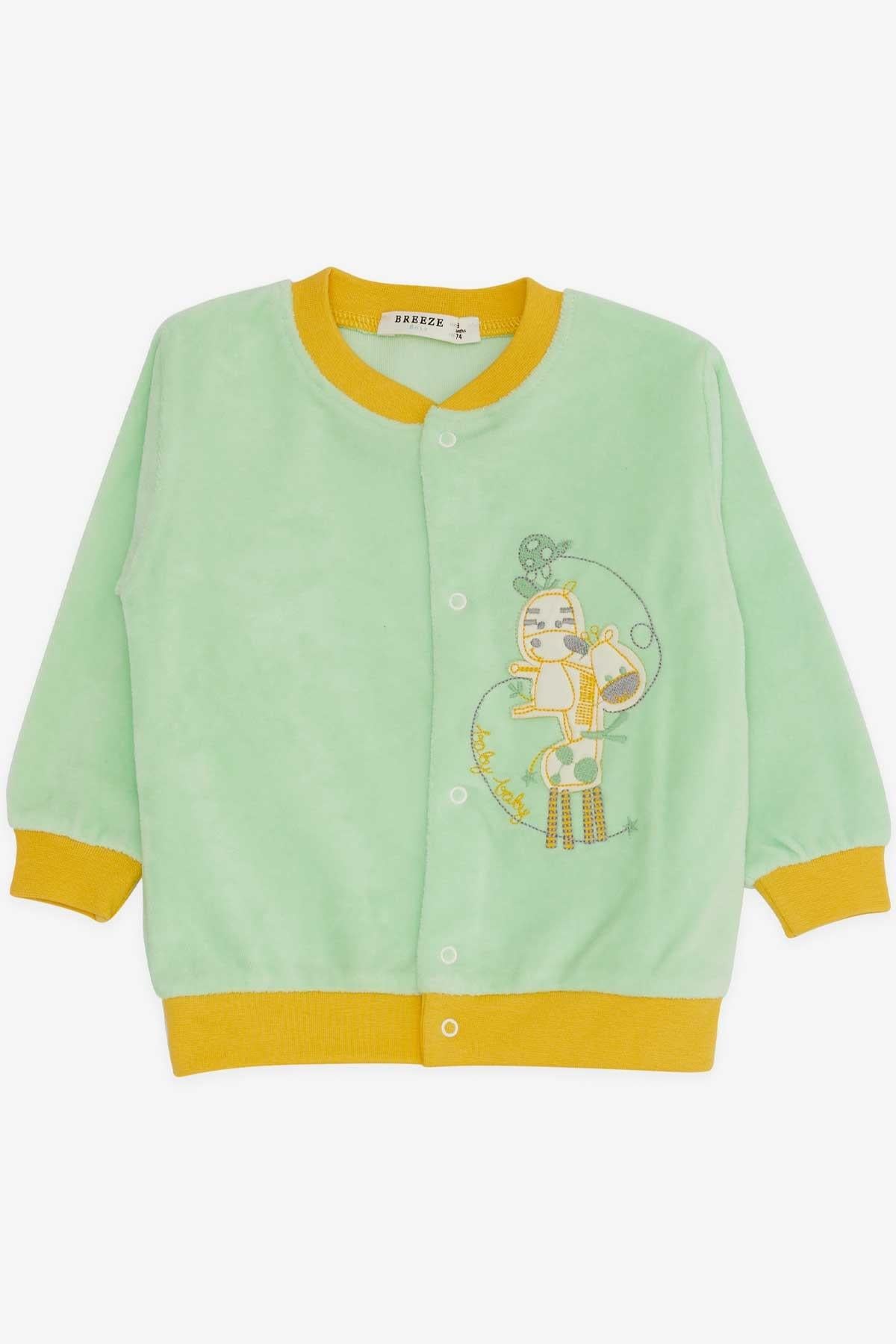 Breeze Erkek Bebek Zıbınlı 3 lü Takım Nakışlı Su Yeşili (6 Ay)