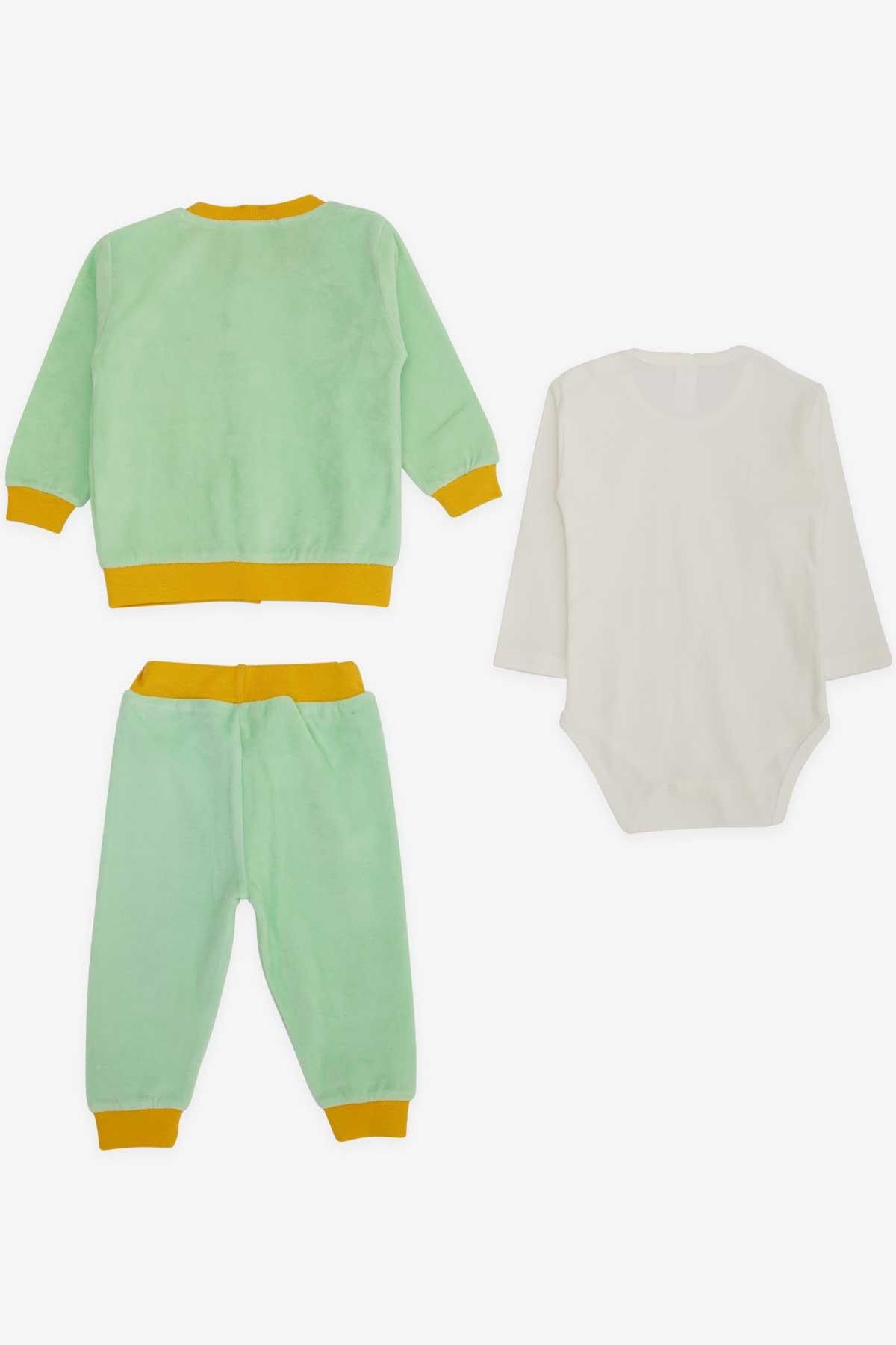 Breeze Erkek Bebek Zıbınlı 3 lü Takım Nakışlı Su Yeşili (6 Ay)