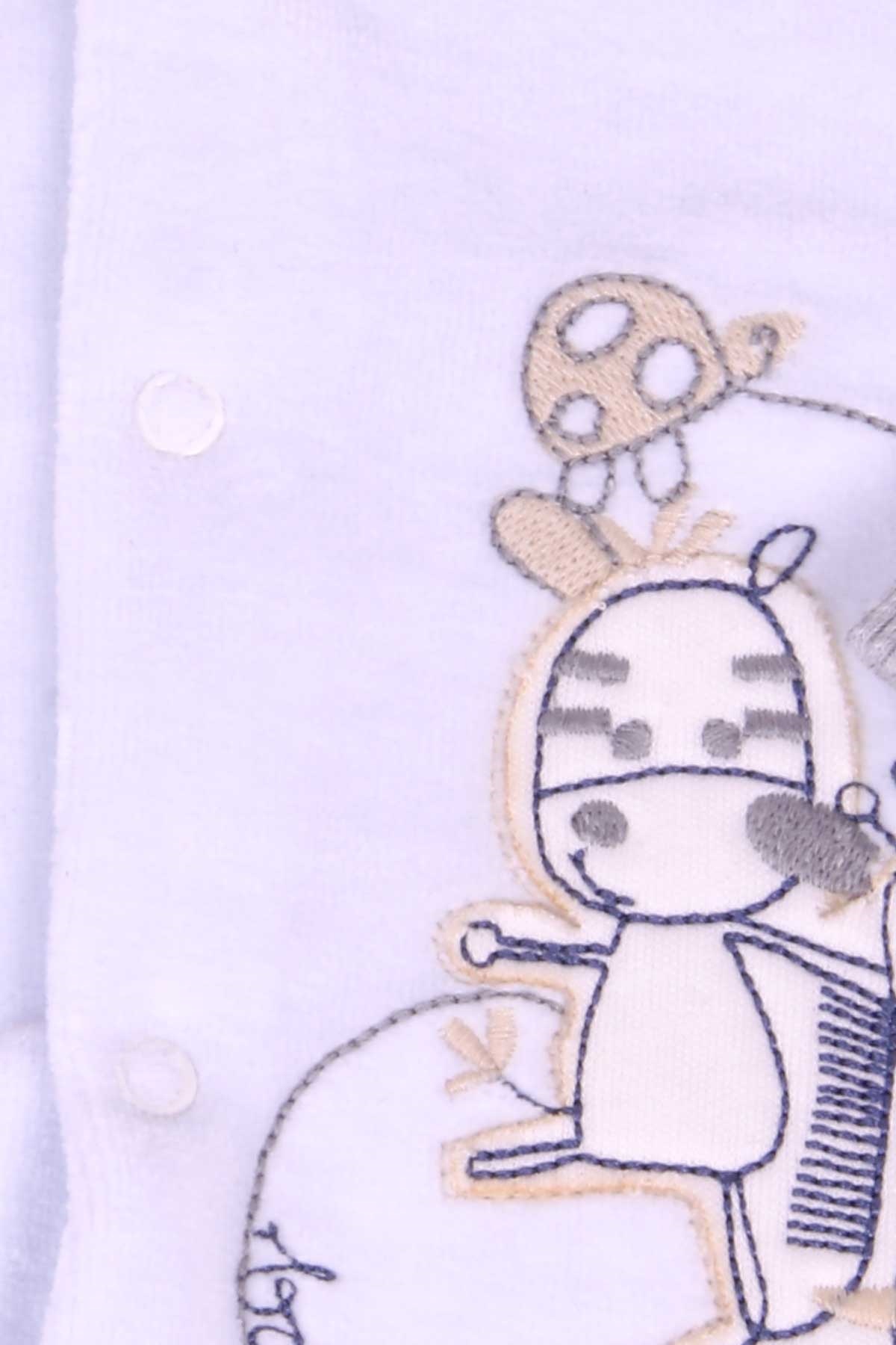 Breeze Erkek Bebek Zıbınlı 3 lü Takım Nakışlı Buz Mavisi (0-3 Ay-9 Ay)
