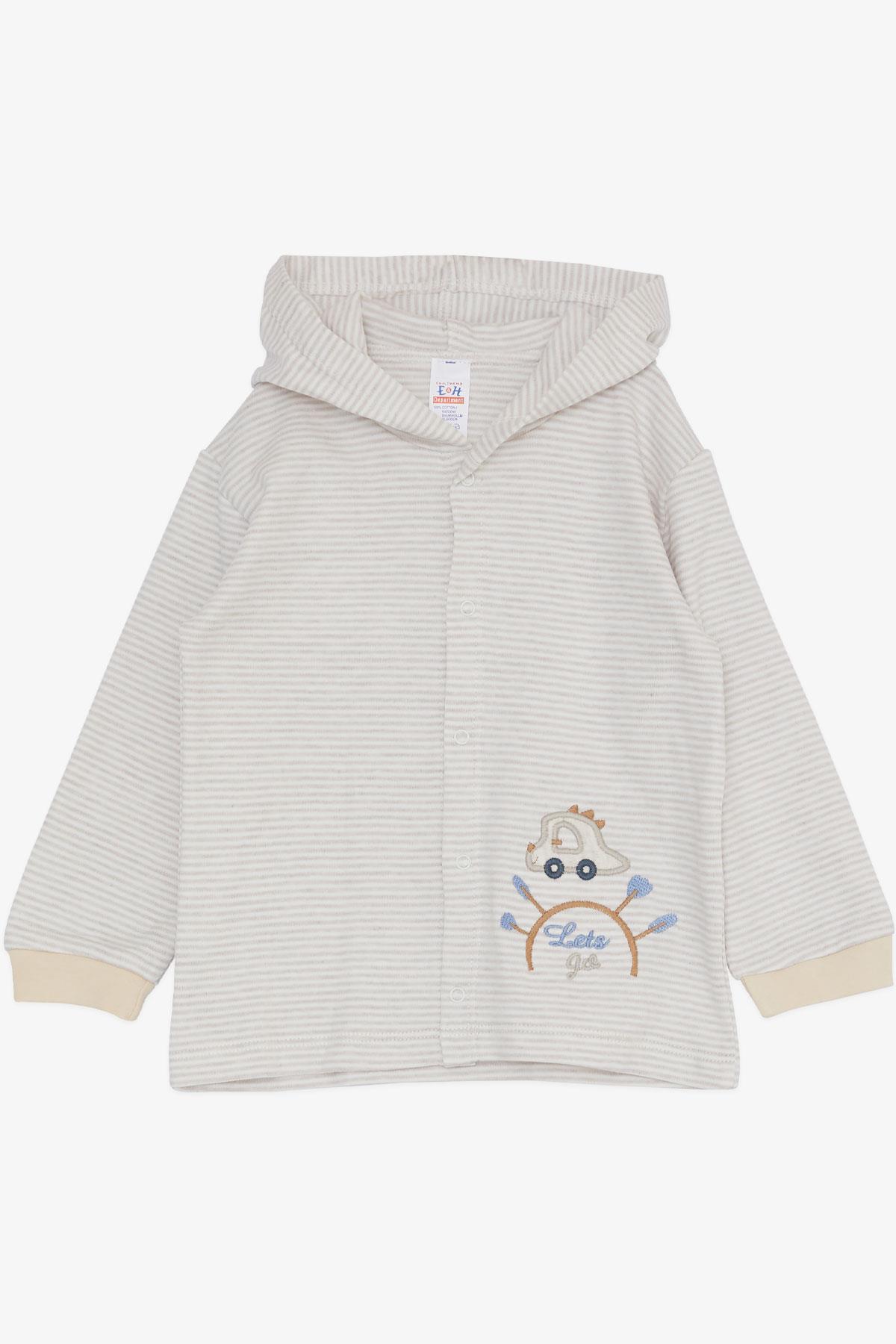 Breeze Erkek Bebek Zıbınlı 3 lü Takım Yolculuk Temalı Araba Nakışlı Bej Melanj (4 Ay-1 Yaş)