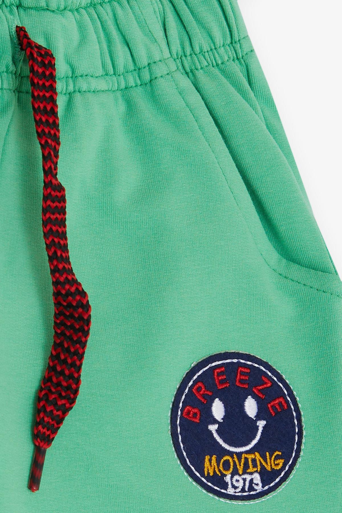 Breeze Erkek Çocuk Alt Gülenyüz Arma Nakışlı Bağcık Aksesuarlı Yeşil (1-3 Yaş)