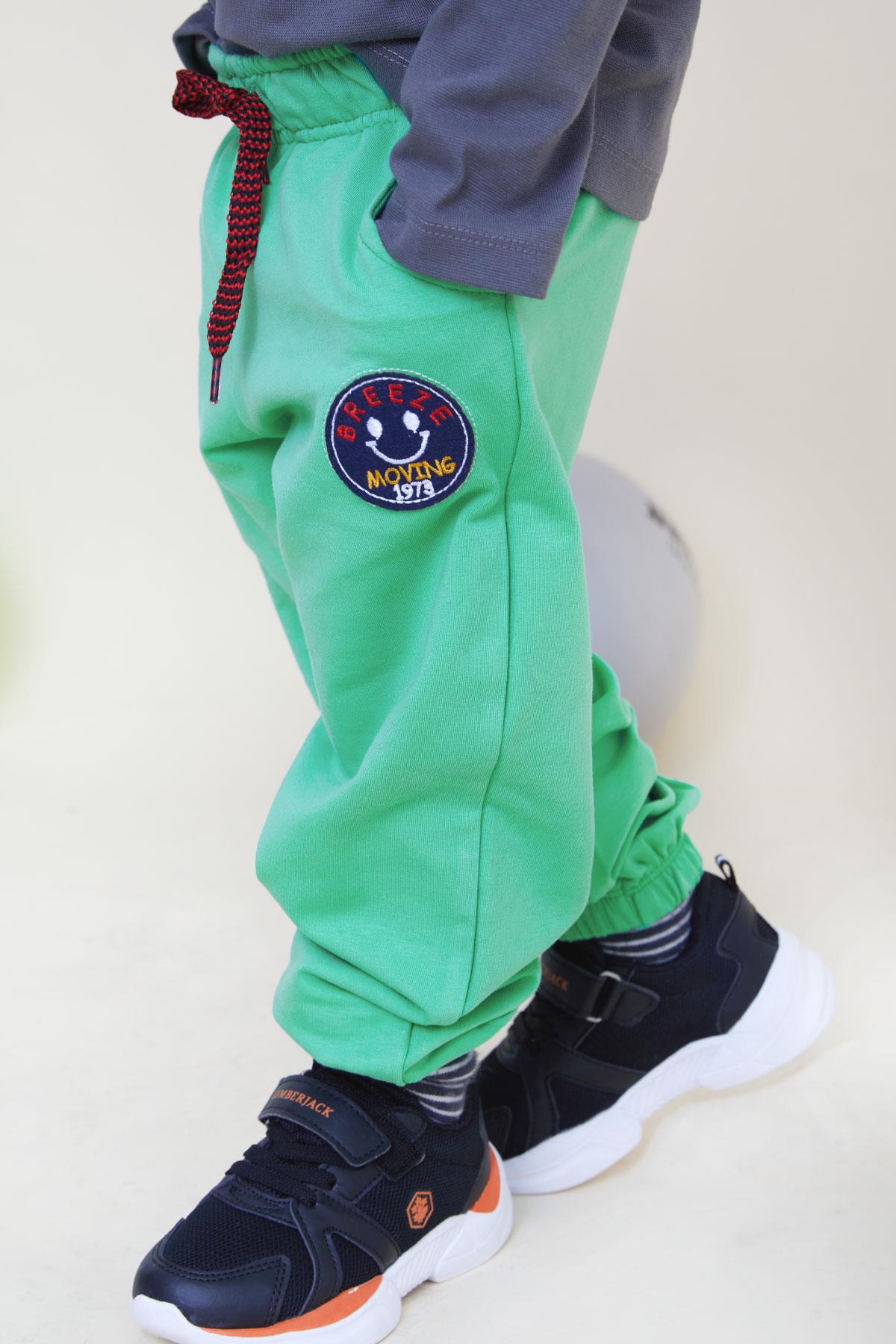 Breeze Erkek Çocuk Alt Gülenyüz Arma Nakışlı Bağcık Aksesuarlı Yeşil (1-3 Yaş)