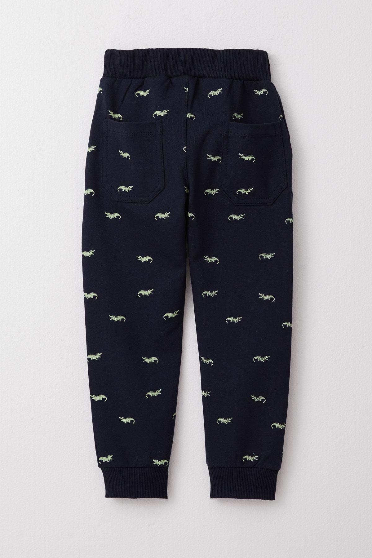 Breeze Erkek Çocuk Alt Sevimli Timsah Desenli Bağcık Aksesuarlı Lacivert (3-8 Yaş)