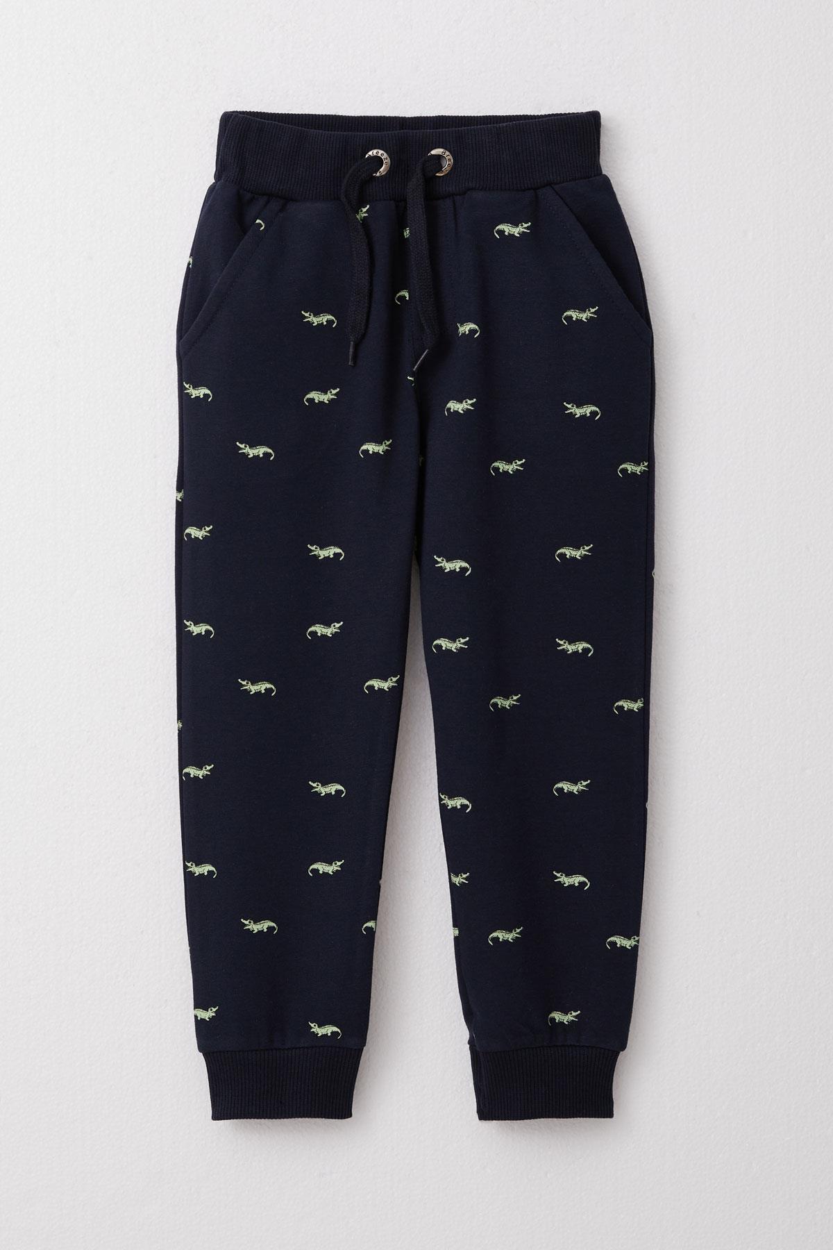 Breeze Erkek Çocuk Alt Sevimli Timsah Desenli Bağcık Aksesuarlı Lacivert (3-8 Yaş)