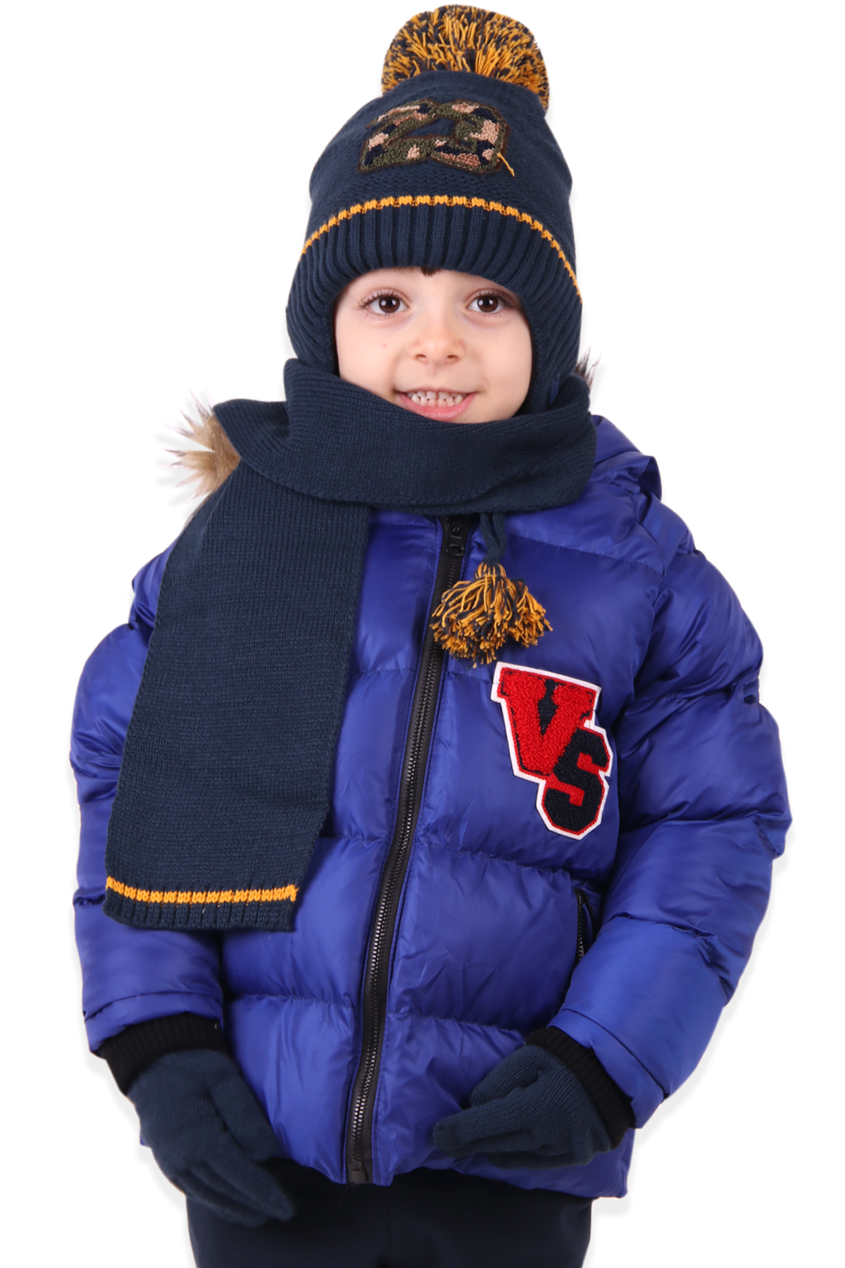 BREEZE Erkek Çocuk Atkı Bere Takımı Lacivert ( 4-8 Yaş )