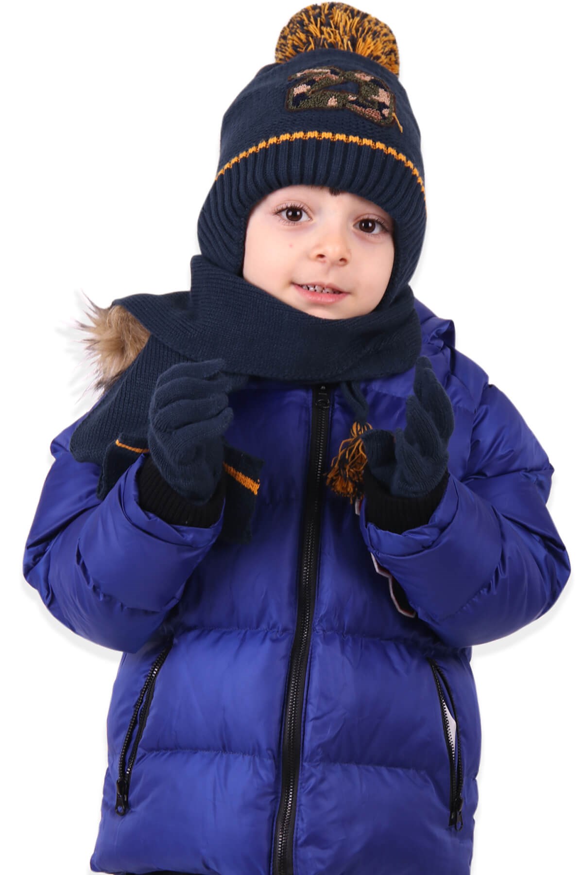 BREEZE Erkek Çocuk Atkı Bere Takımı Lacivert ( 4-8 Yaş )