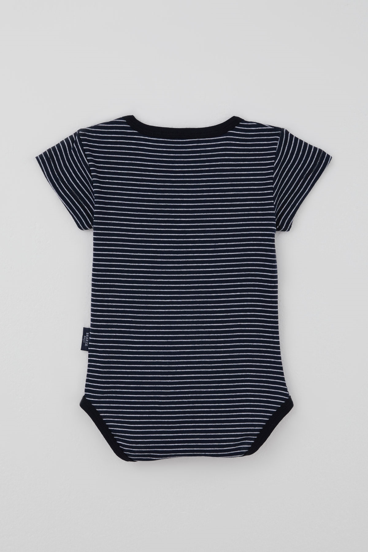 Breeze Erkek Çocuk Çıtçıtlı Kısa Kollu Zıbın Body Çizgili Lacivert (1-3 Yaş)