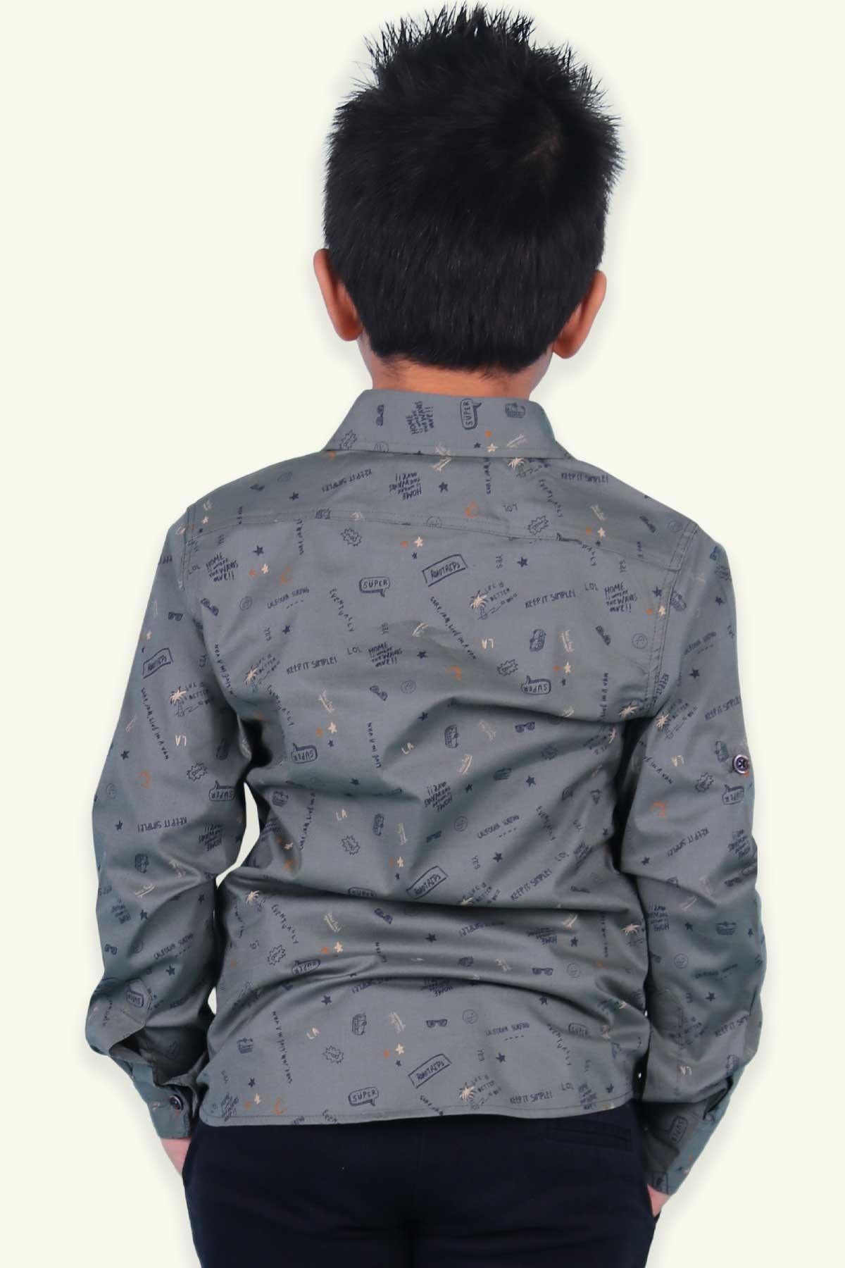 Breeze Erkek Çocuk Desenli Gömlek Haki (9 Ay-8 Yaş)