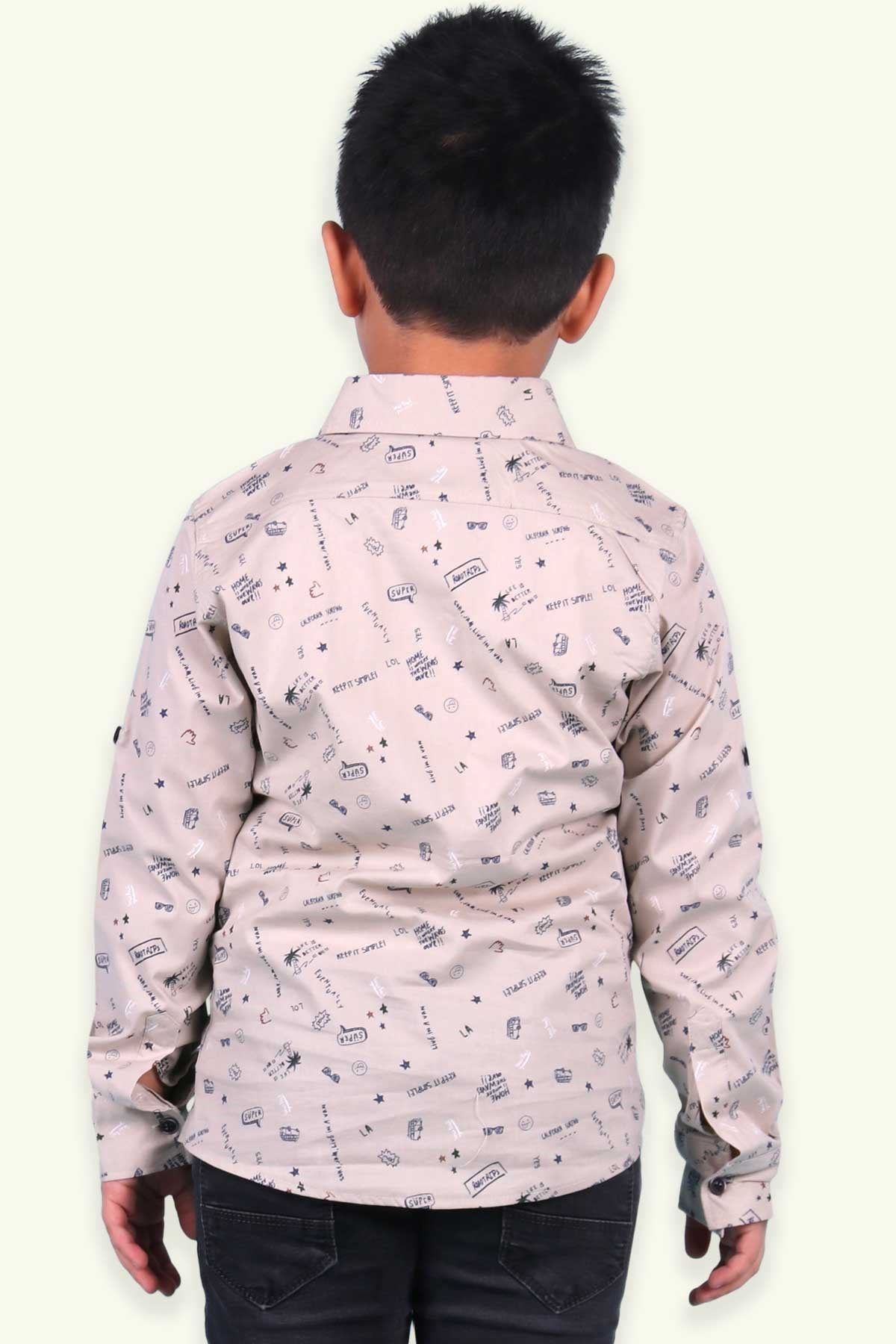 Breeze Erkek Çocuk Desenli Gömlek Yeşil (9 Ay-3 Yaş)