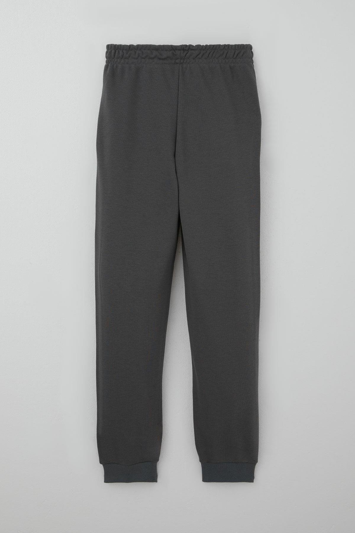 Breeze Erkek Çocuk Eşofman Altı Arma Detaylı Bağcık Aksesuarlı Beli Lastikli Gri (9-12 Yaş)