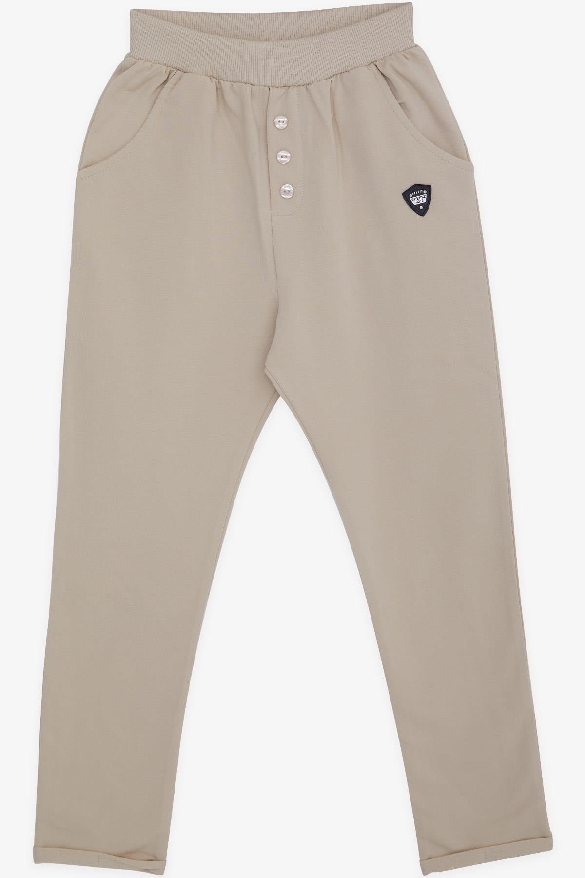 Breeze Erkek Çocuk Eşofman Altı Armalı Basic Bej (4-8 Yaş)