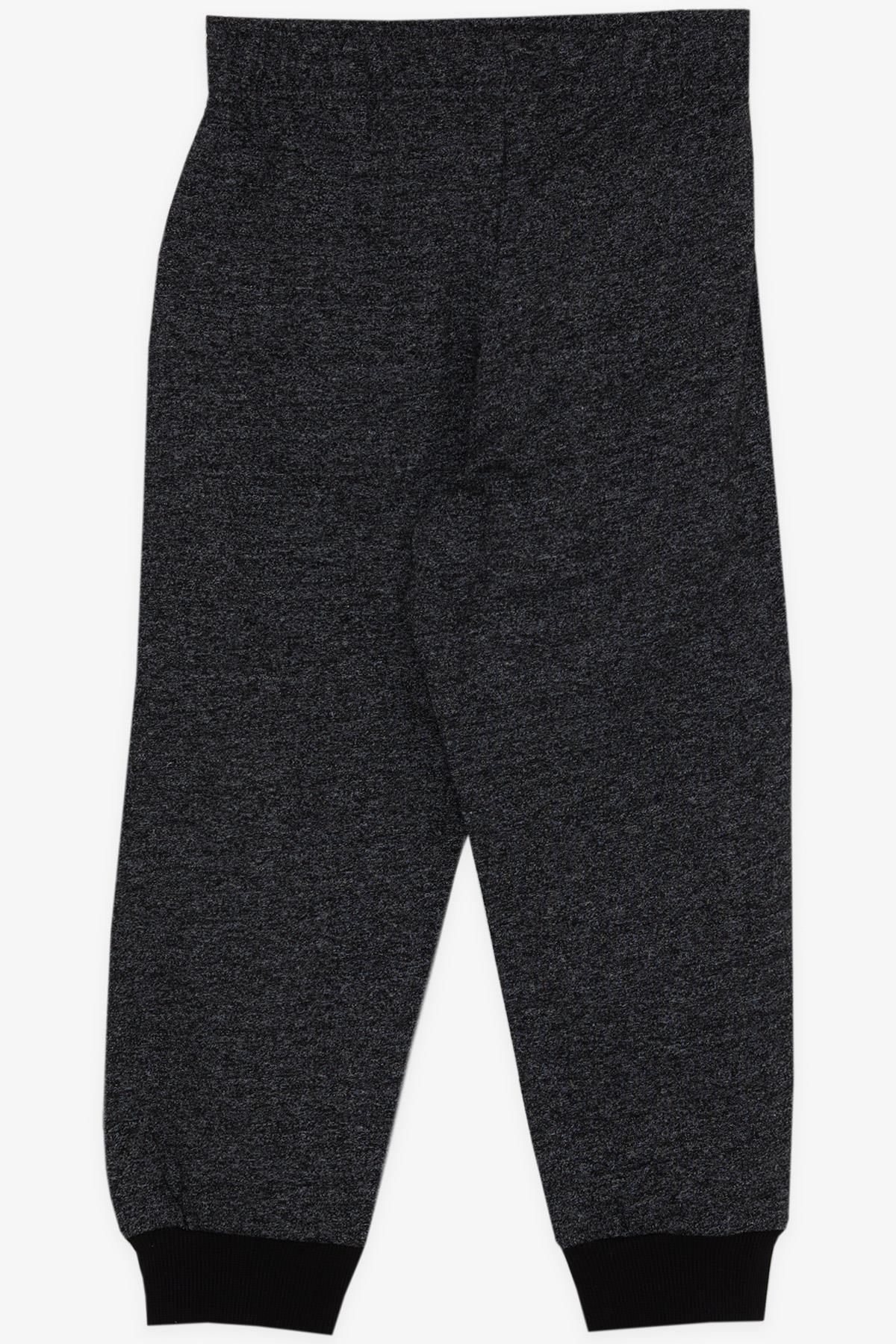 Breeze Erkek Çocuk Eşofman Altı Armalı Cepli Bağcık Aksesuarlı Siyah Melanj (1.5-5 Yaş)