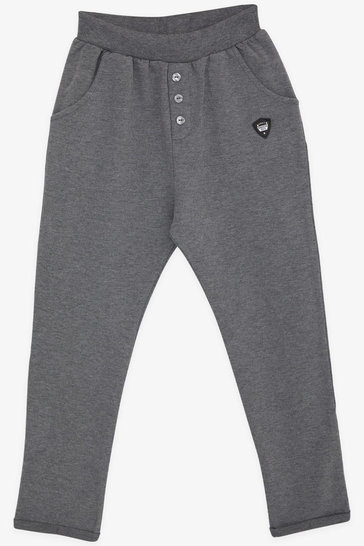 Breeze Erkek Çocuk Eşofman Altı Armalı Basic Koyu Gri Melanj (4-8 Yaş)