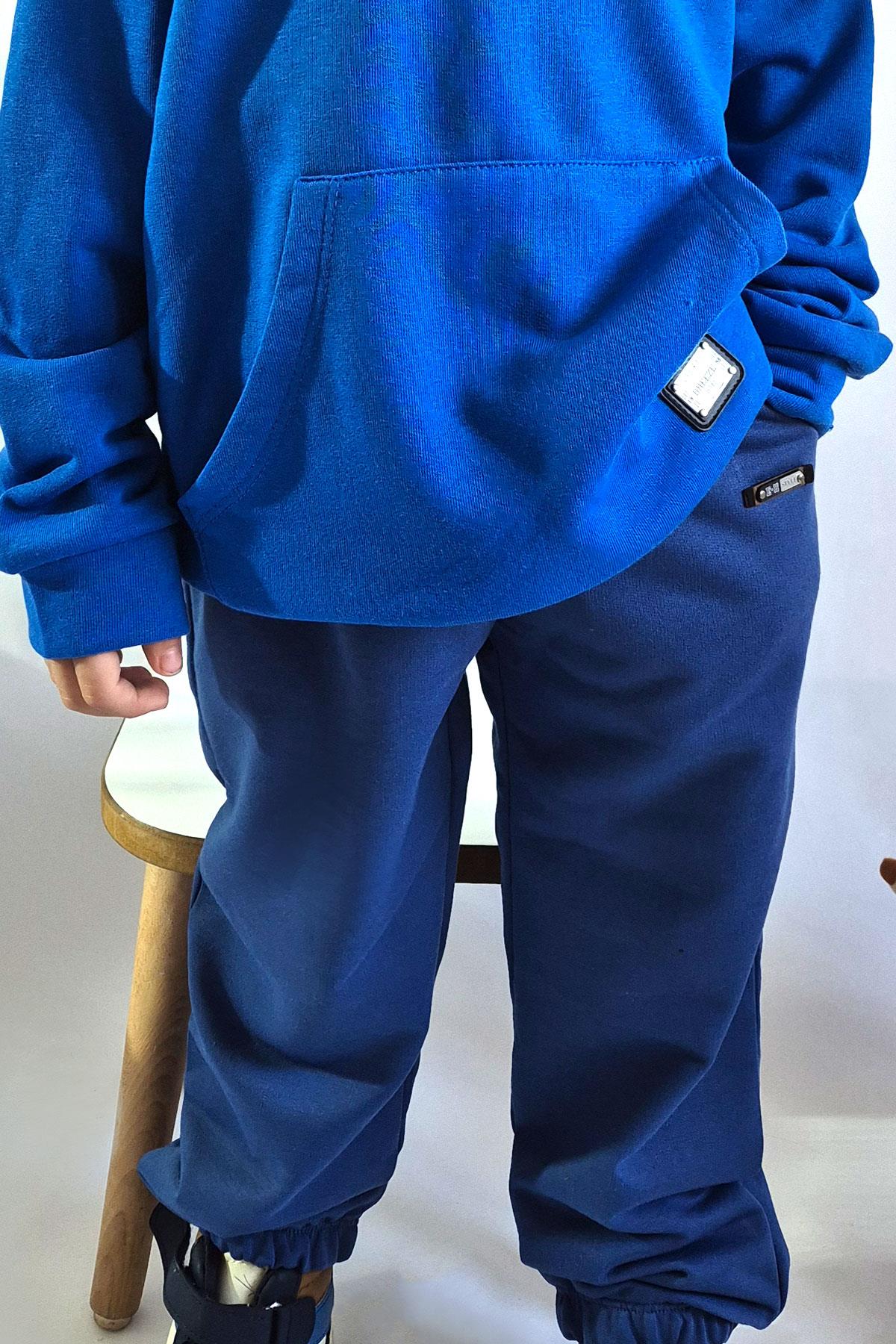 Breeze Erkek Çocuk Eşofman Altı Bağcık Aksesuarlı Arma Detaylı İndigo (4-8 Yaş)