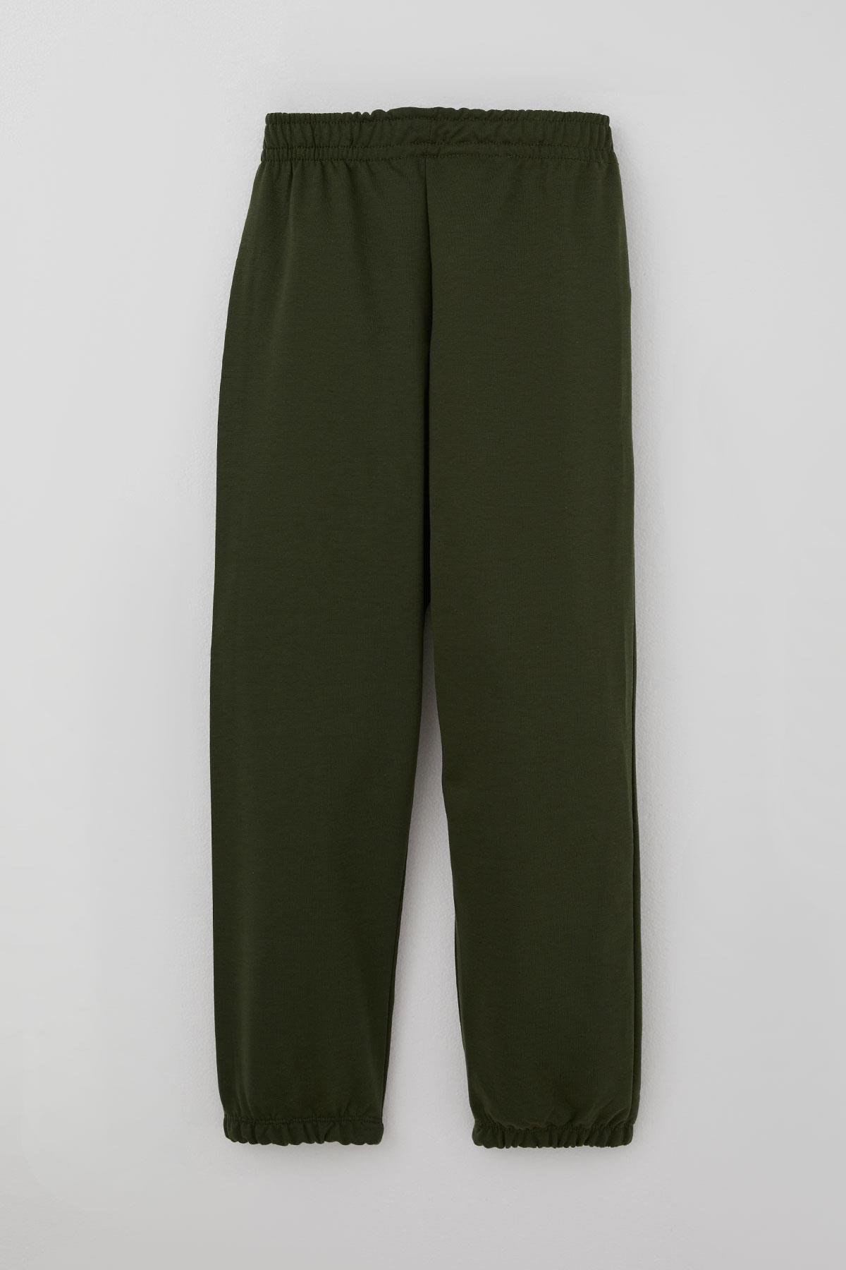 Breeze Erkek Çocuk Eşofman Altı Bağcık Aksesuarlı Arma Detaylı Koyu Haki Yeşil (4-8 Yaş)