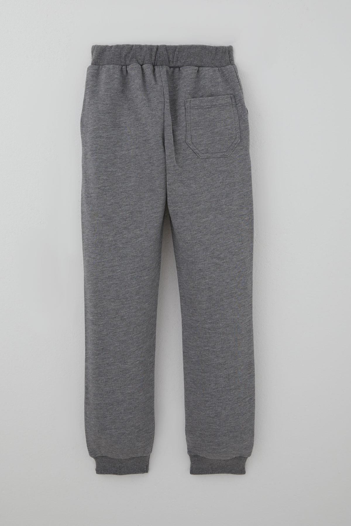 Breeze Erkek Çocuk Eşofman Altı Bağcık Aksesuarlı Cepli Gri Melanj (7-11 Yaş)