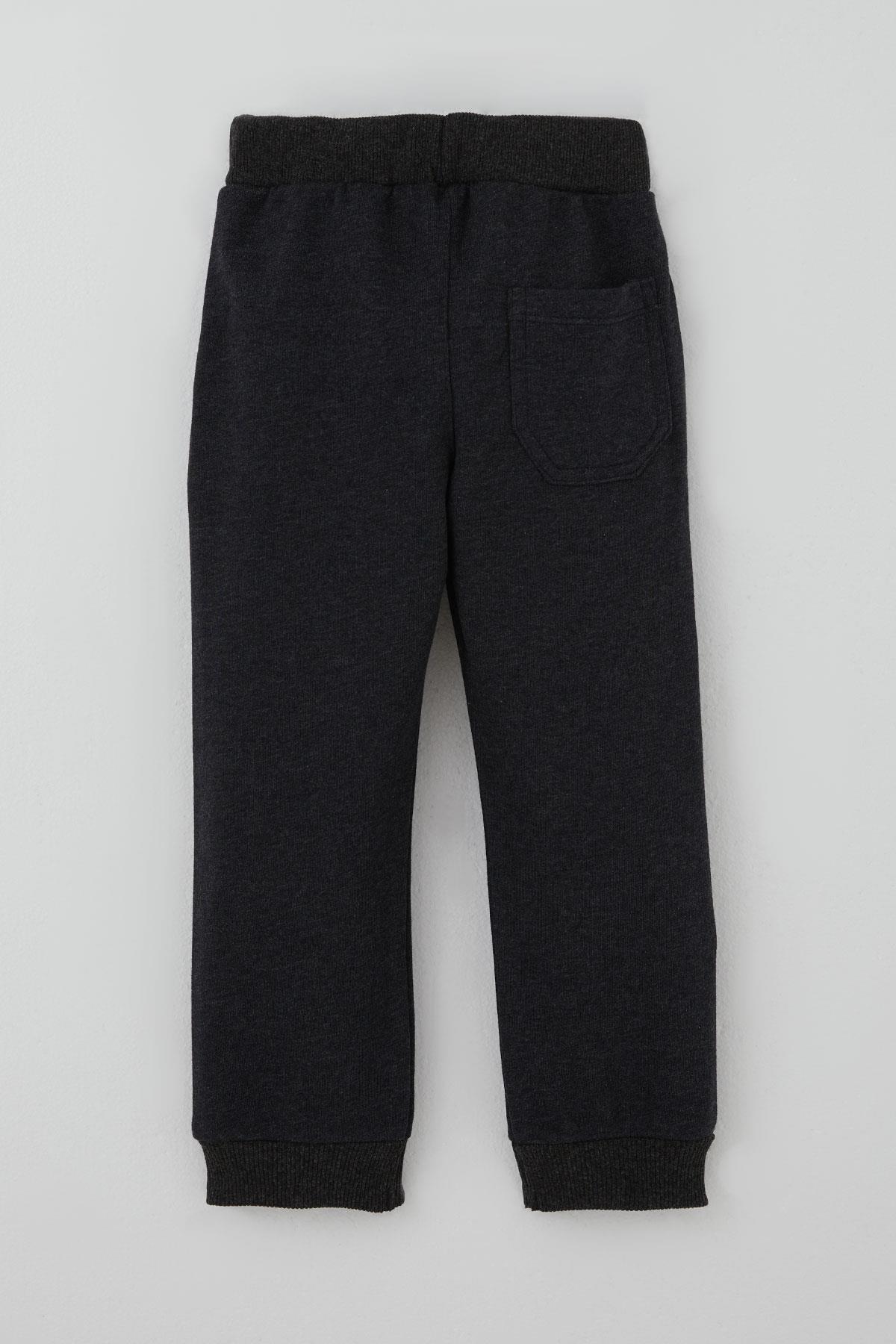 Breeze Erkek Çocuk Eşofman Altı Bağcık Aksesuarlı Cepli Koyu Gri Melanj (2-6 Yaş)