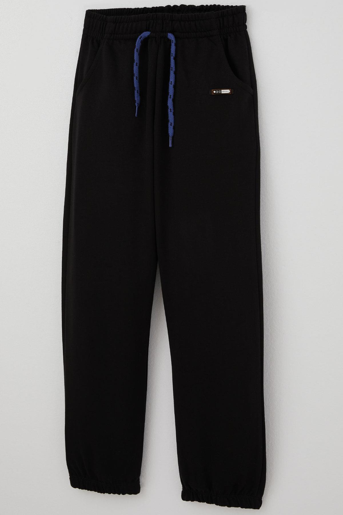 Breeze Erkek Çocuk Eşofman Altı Bağcık Aksesuarlı Arma Detaylı Siyah (4-8 Yaş)