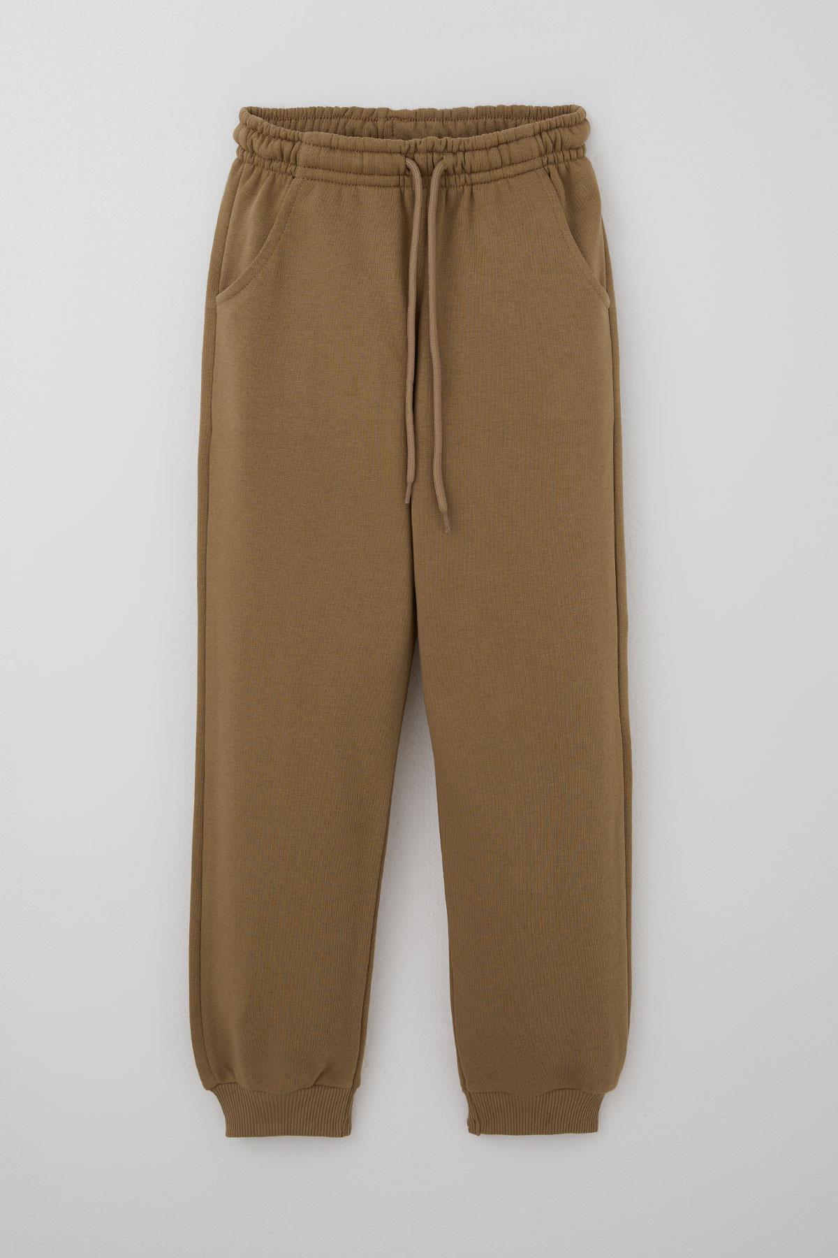Breeze Erkek Çocuk Eşofman Altı Bağcıklı Cepli Beli Lastikli Açık Kahverengi (6-10 Yaş)