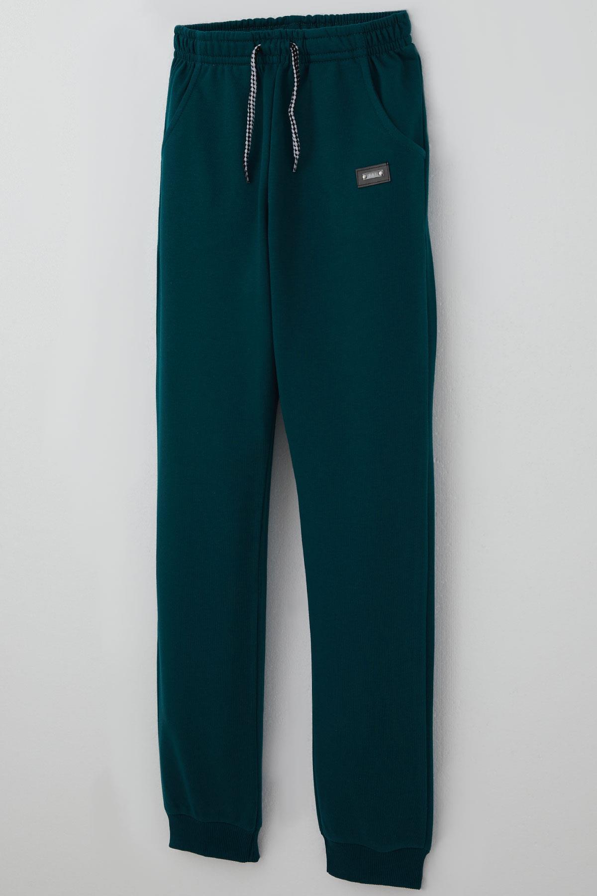 Breeze Erkek Çocuk Eşofman Altı Bağcık Aksesuarlı Arma Detaylı Cepli Petrol Yeşili (11-14 Yaş)