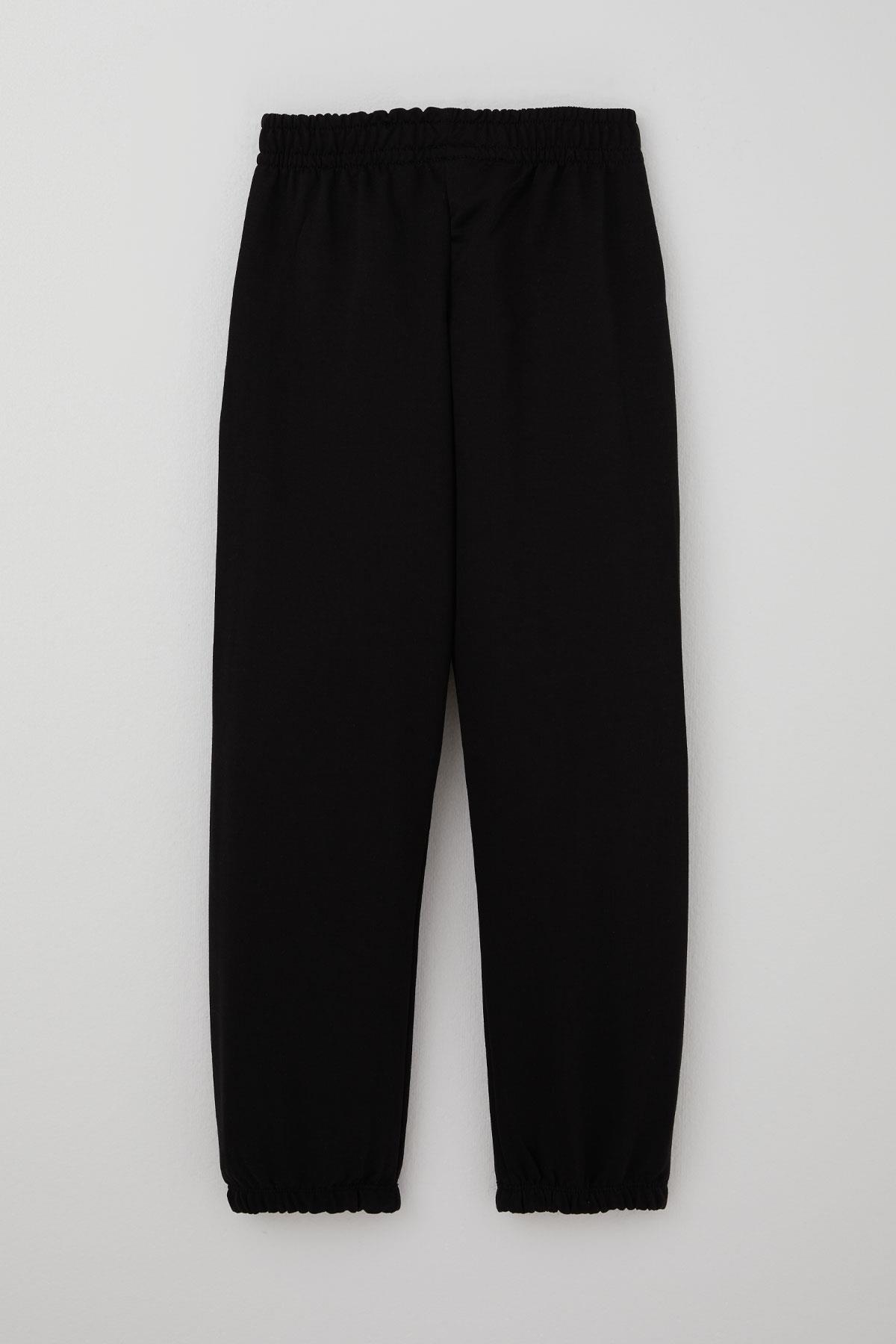 Breeze Erkek Çocuk Eşofman Altı Bağcık Aksesuarlı Arma Detaylı Siyah (4-8 Yaş)