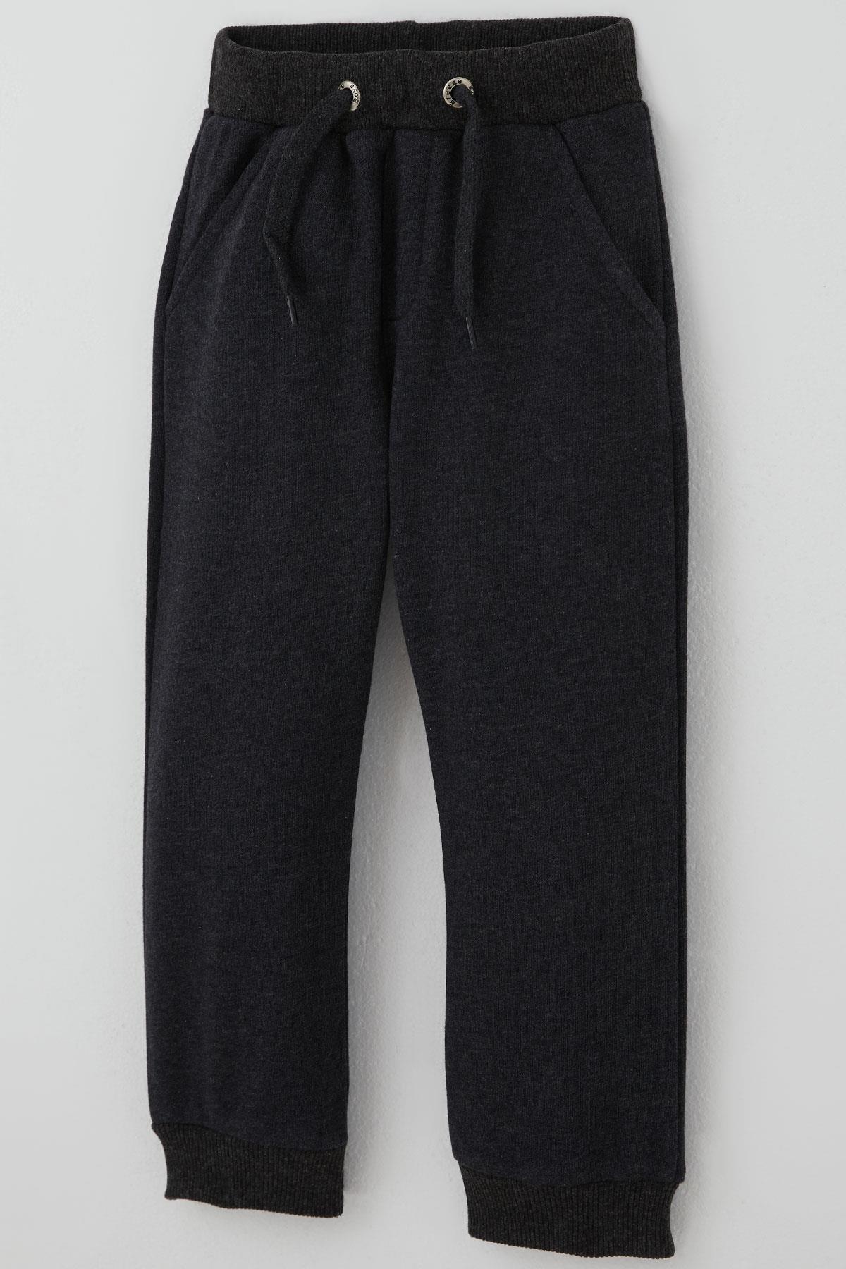 Breeze Erkek Çocuk Eşofman Altı Bağcık Aksesuarlı Cepli Koyu Gri Melanj (2-6 Yaş)