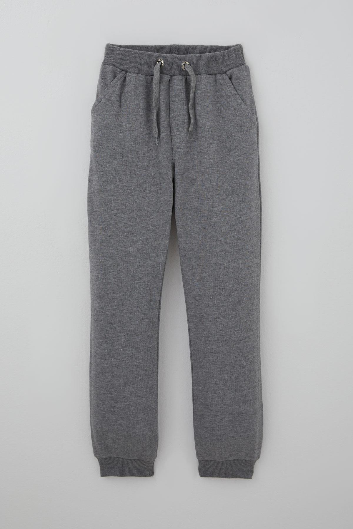 Breeze Erkek Çocuk Eşofman Altı Bağcık Aksesuarlı Cepli Gri Melanj (7-11 Yaş)