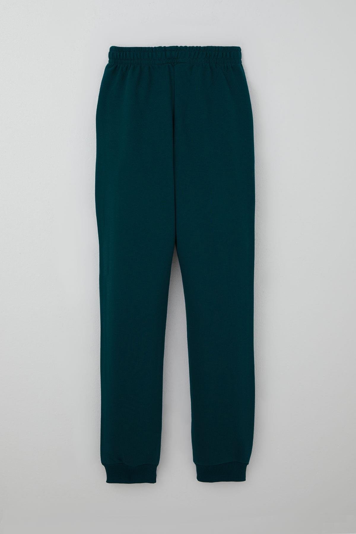 Breeze Erkek Çocuk Eşofman Altı Bağcık Aksesuarlı Arma Detaylı Cepli Petrol Yeşili (11-14 Yaş)