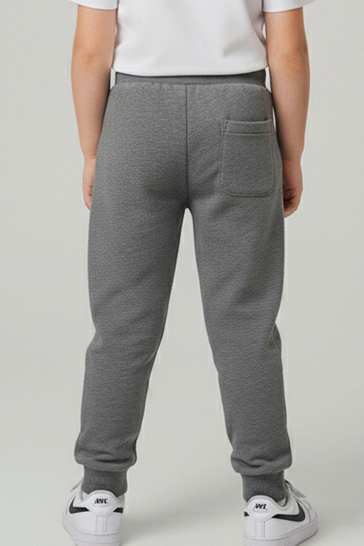 Breeze Erkek Çocuk Eşofman Altı Bağcık Aksesuarlı Cepli Gri Melanj (2-6 Yaş)