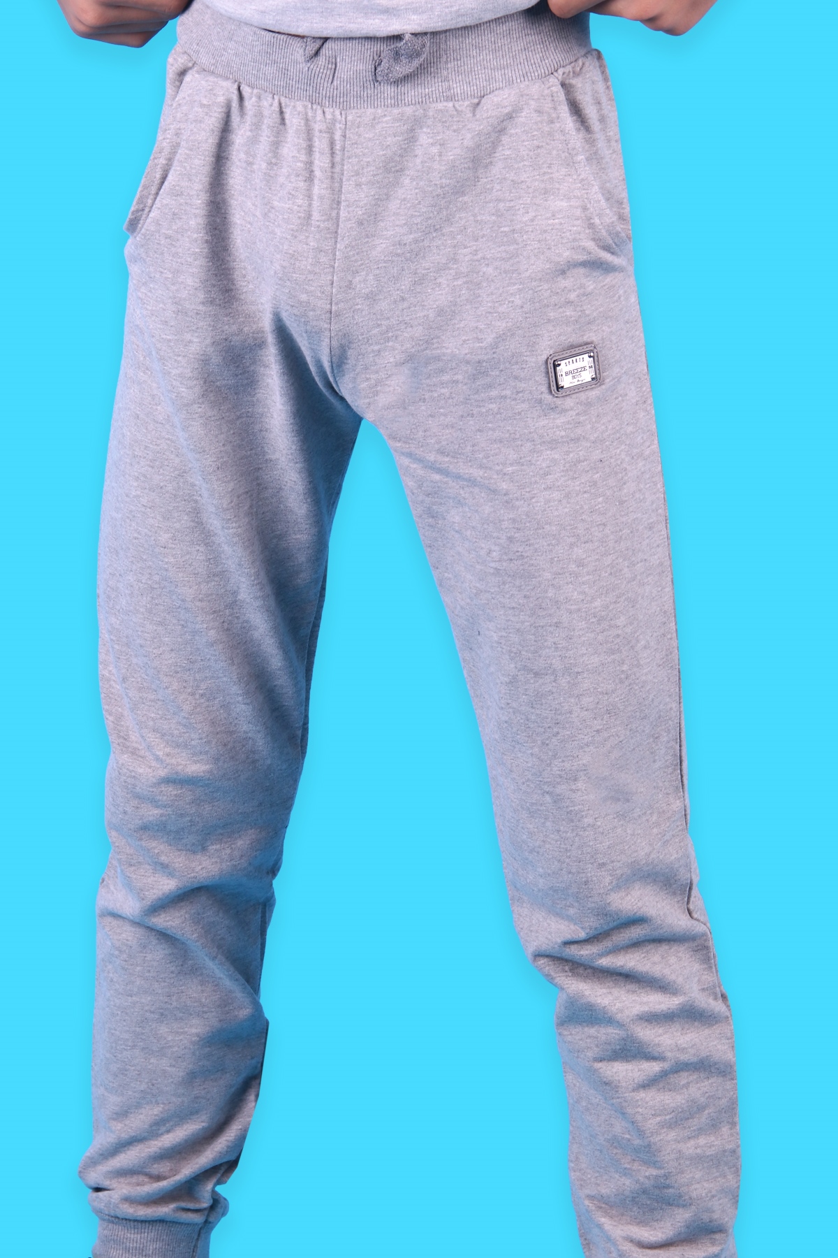 Breeze Erkek Çocuk Eşofman Altı Basic Cepli Armalı Gri (8-14 Yaş)