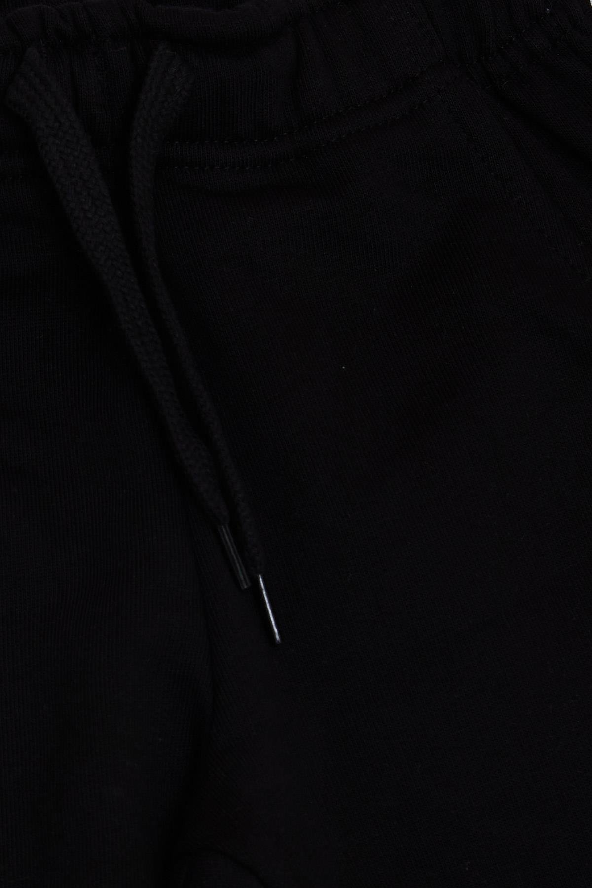 Breeze Erkek Çocuk Eşofman Altı Cepli Beli Lastikli Bağcık Aksesuarlı Siyah (1-4 Yaş)