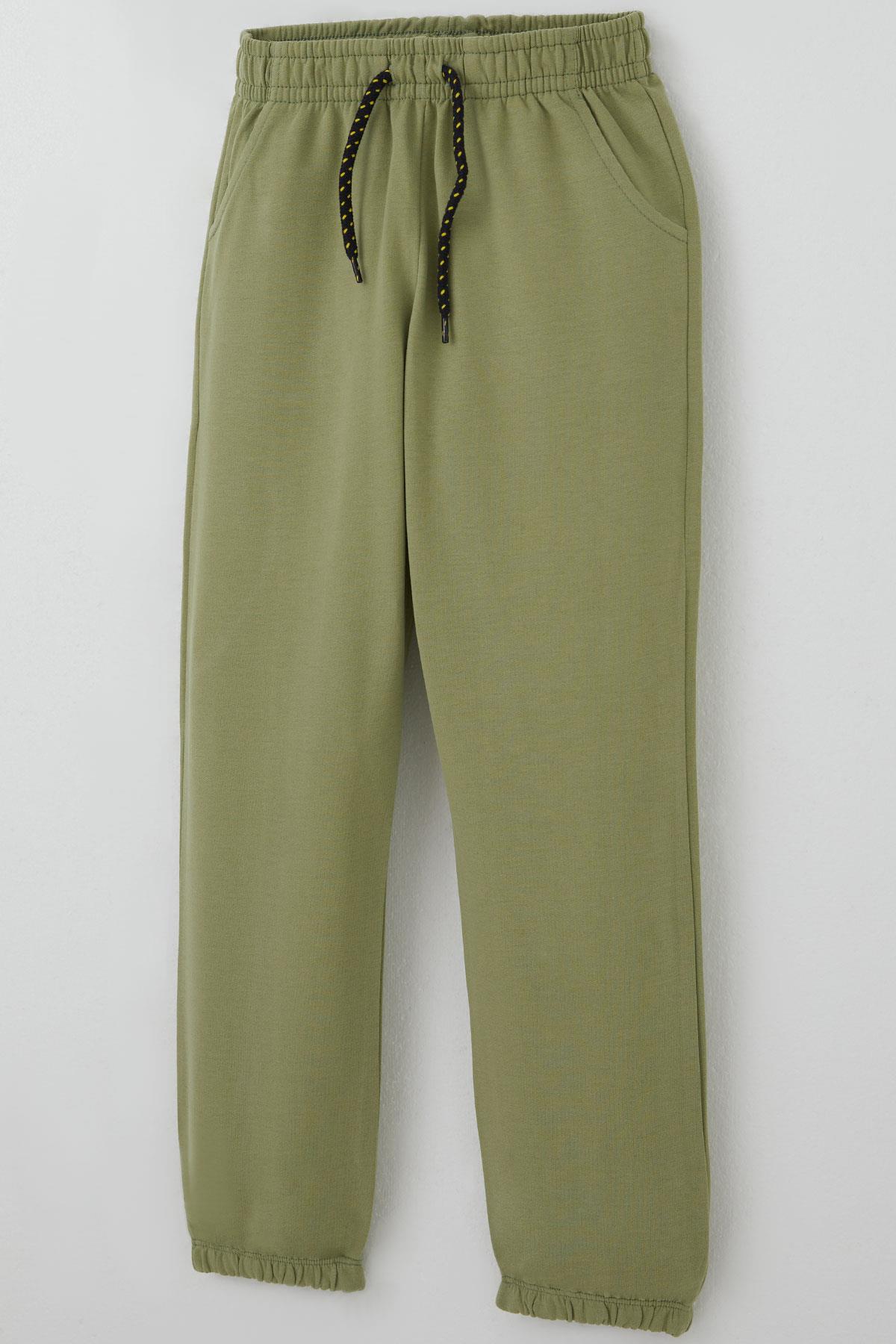 Breeze Erkek Çocuk Eşofman Altı Cepli Beli Paçası Lastikli Haki Yeşil (4-8 Yaş)