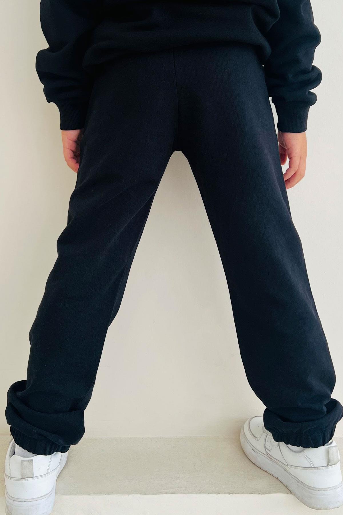 Breeze Erkek Çocuk Eşofman Altı Motivasyon Temalı Bağcık Aksesuarlı Siyah (4-5 Yaş)