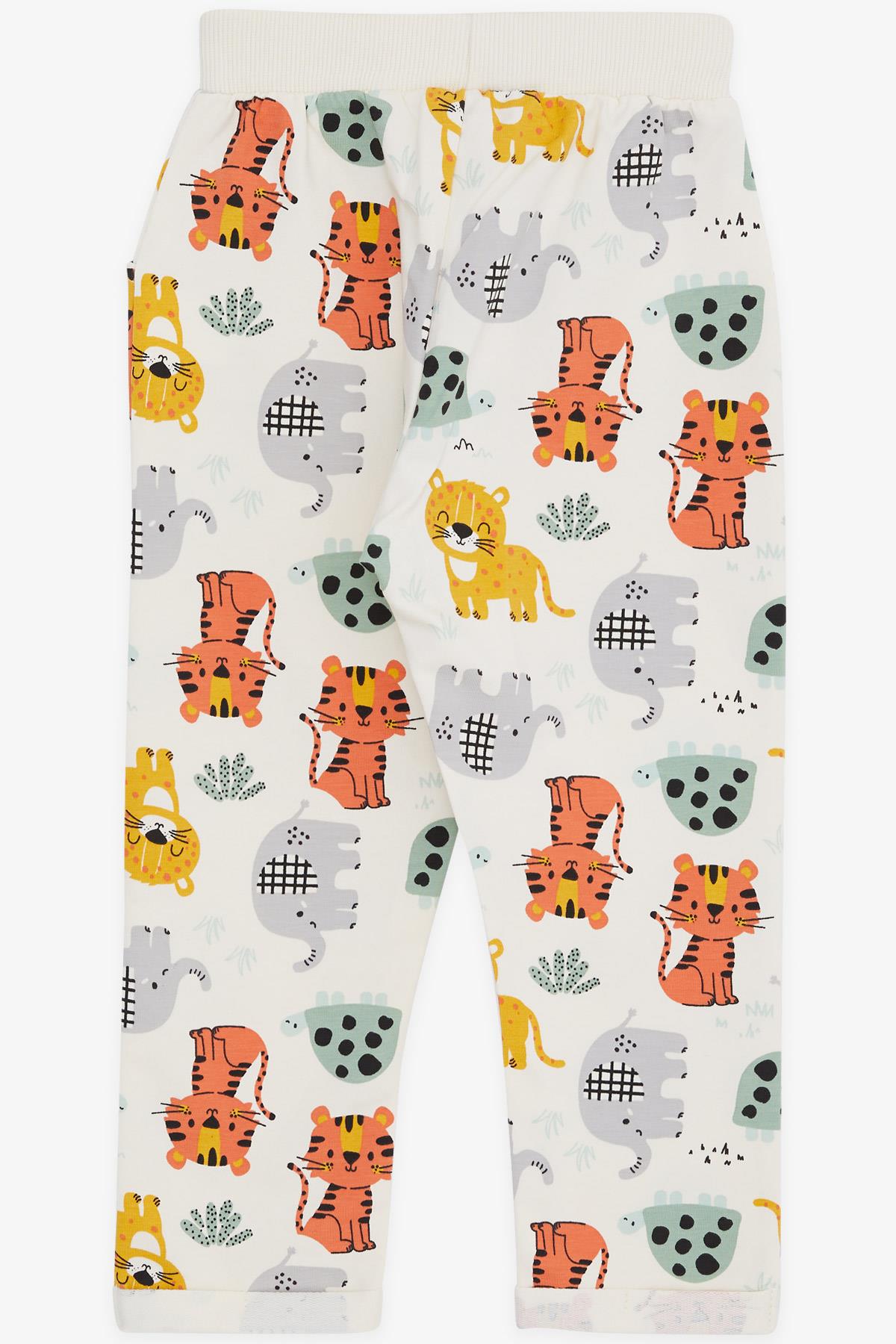 Breeze Erkek Çocuk Eşofman Altı Sevimli Hayvanlar Desenli Krem (1-4 Yaş)